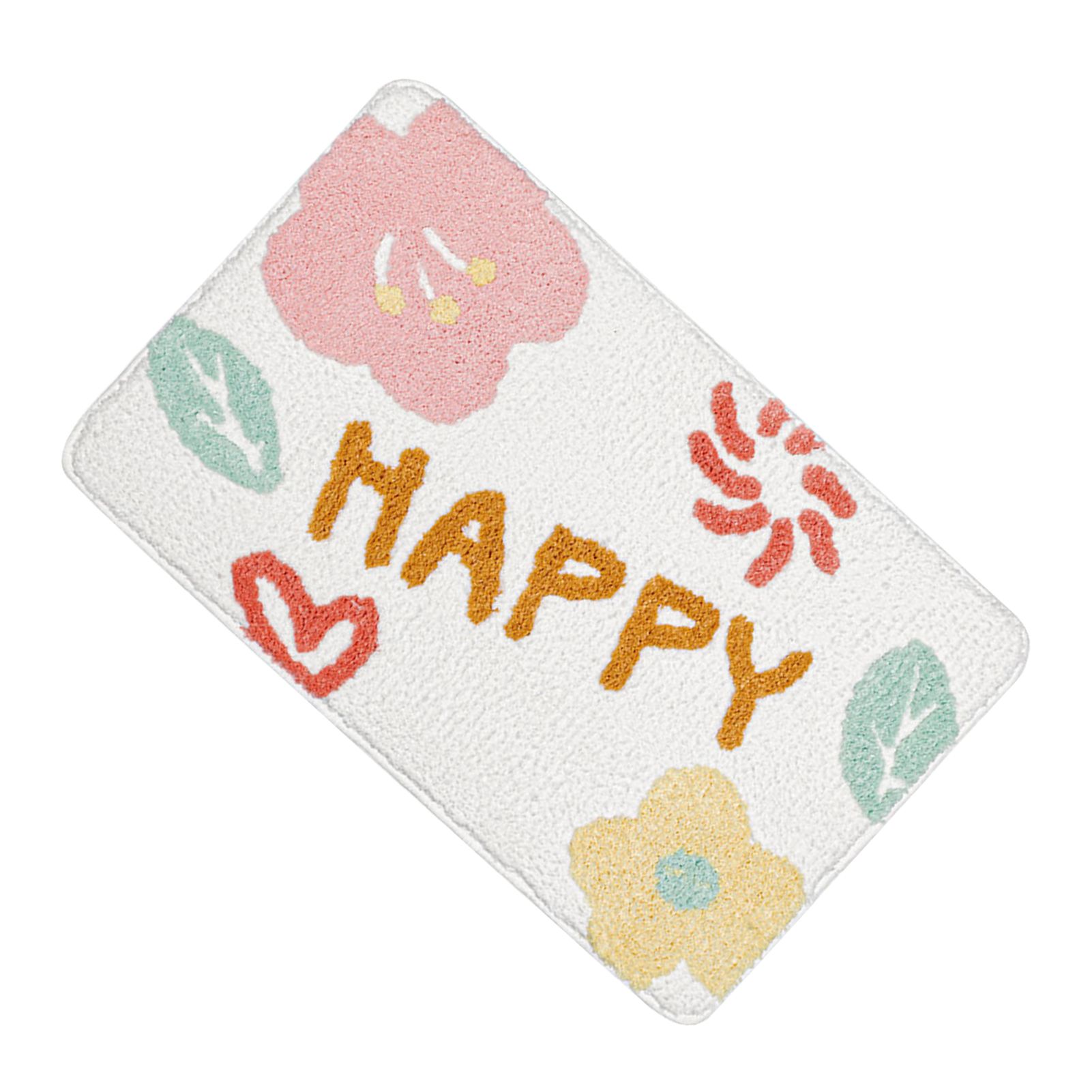 Bath Mat Cute Cartoon Soft Slip Resistance Highly Absorbent Bath Rug for Bathroom Bedroom Kitchen White - Image 2