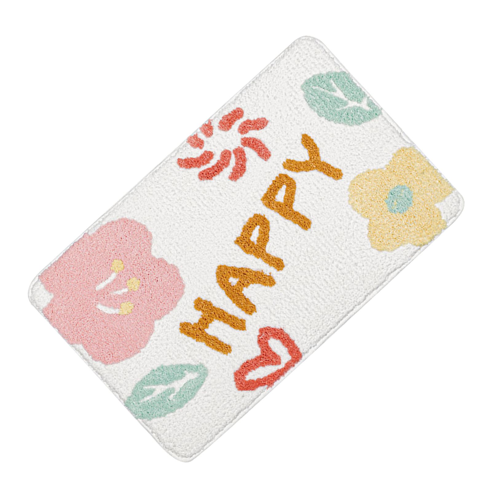 Bath Mat Cute Cartoon Soft Slip Resistance Highly Absorbent Bath Rug for Bathroom Bedroom Kitchen White - Image 3