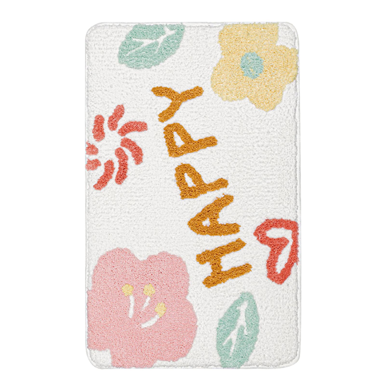Bath Mat Cute Cartoon Soft Slip Resistance Highly Absorbent Bath Rug for Bathroom Bedroom Kitchen White - Image 4