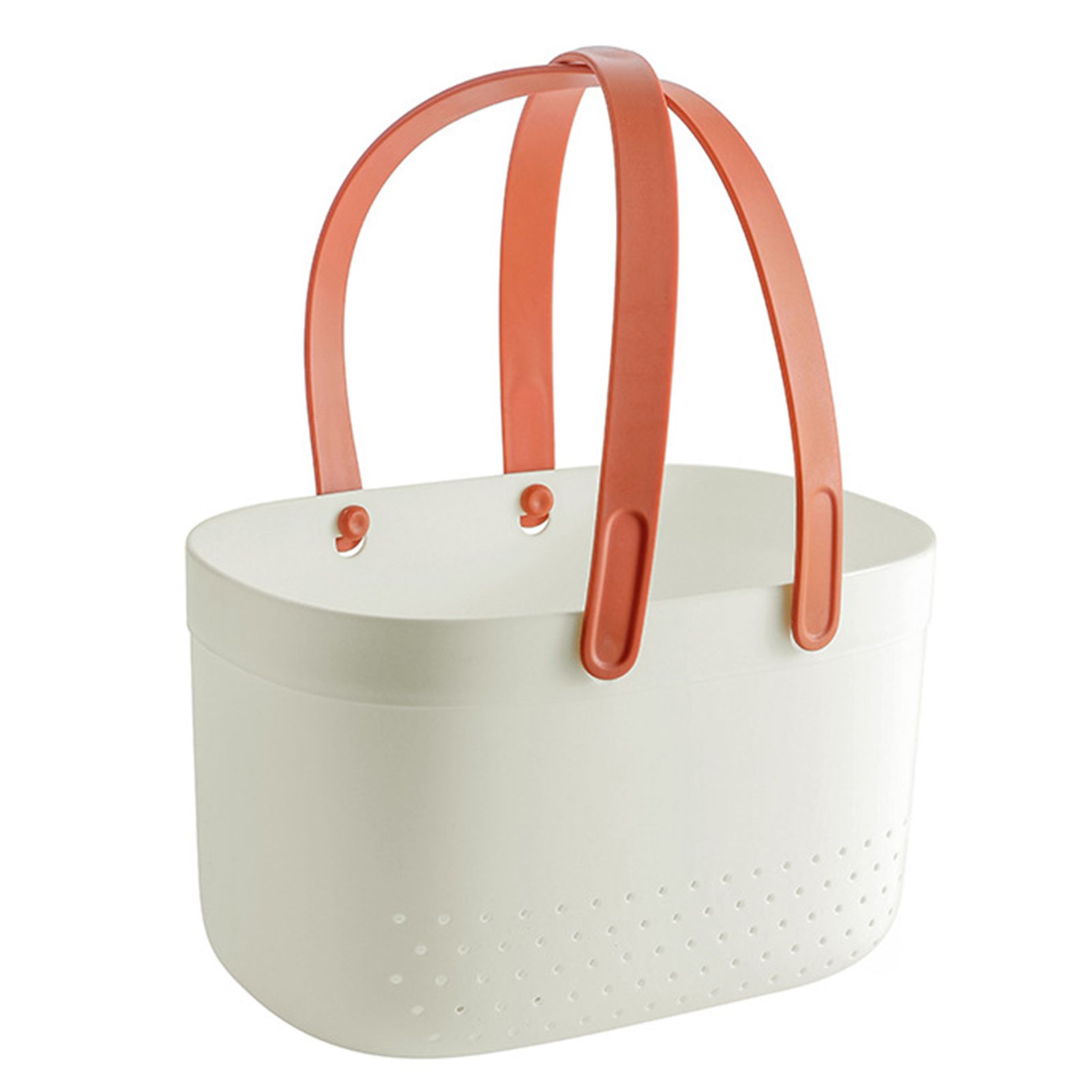 Portable Shower Basket with Ventilation Holes Large Capacity Plastic Portable Storage Basket with Handles for Bathroom White - Image 1