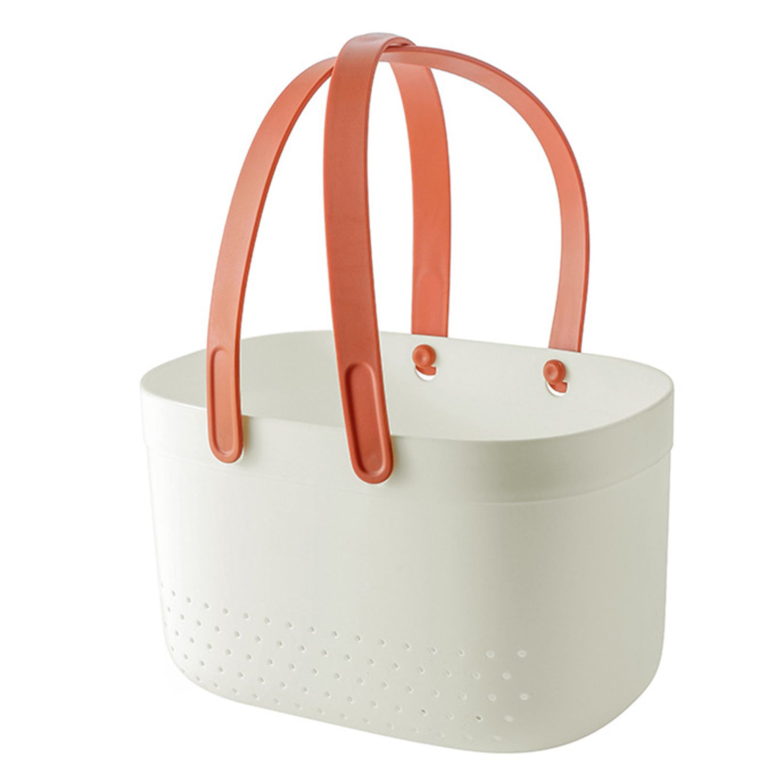Portable Shower Basket with Ventilation Holes Large Capacity Plastic Portable Storage Basket with Handles for Bathroom White - Image 6