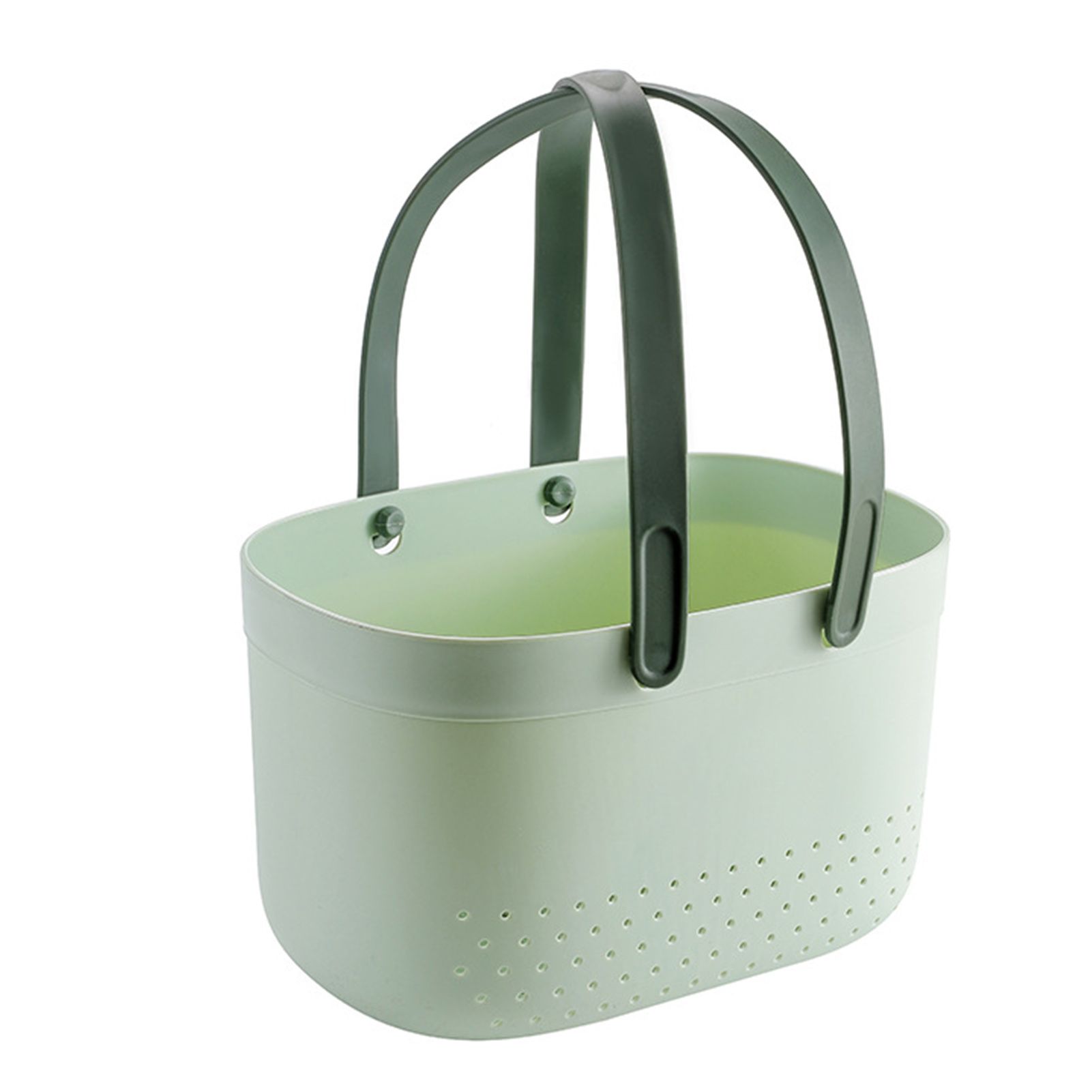 Portable Shower Basket with Ventilation Holes Large Capacity Plastic Portable Storage Basket with Handles for Bathroom Green - Image 1