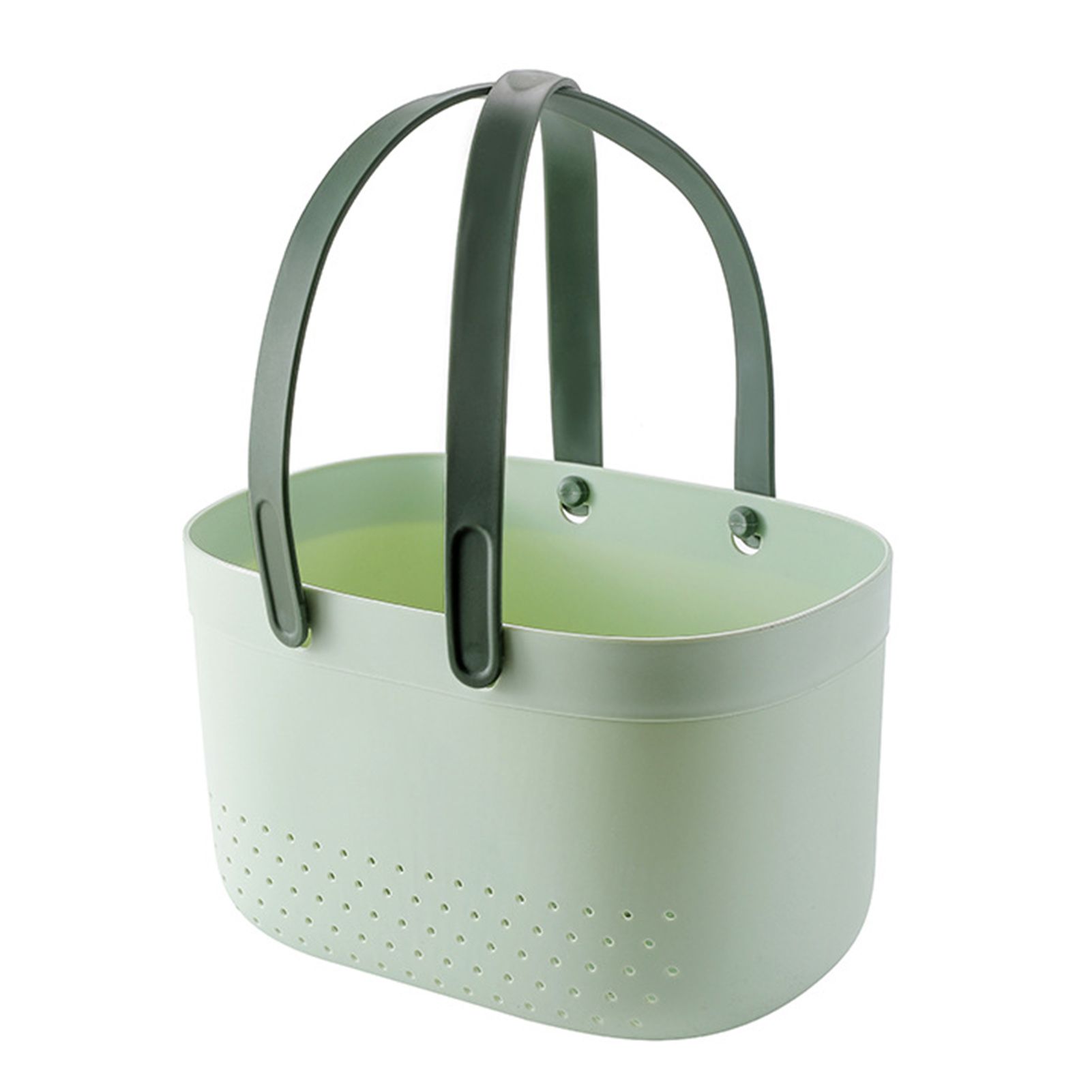 Portable Shower Basket with Ventilation Holes Large Capacity Plastic Portable Storage Basket with Handles for Bathroom Green - Image 6