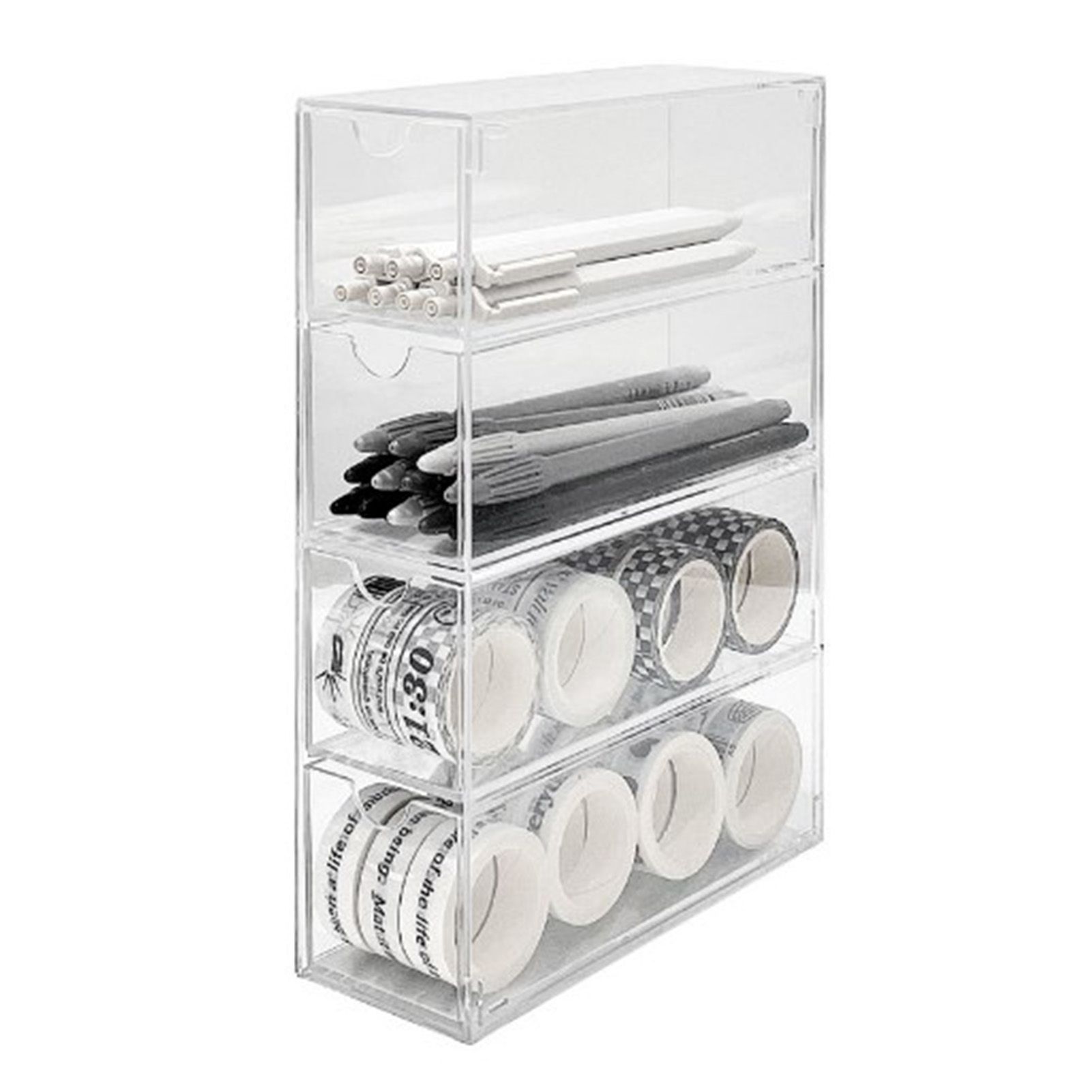Glasses Storage Box 4 Layers Stackable Transparent Sunglasses Display Organizer for Office Bedroom - Image 1