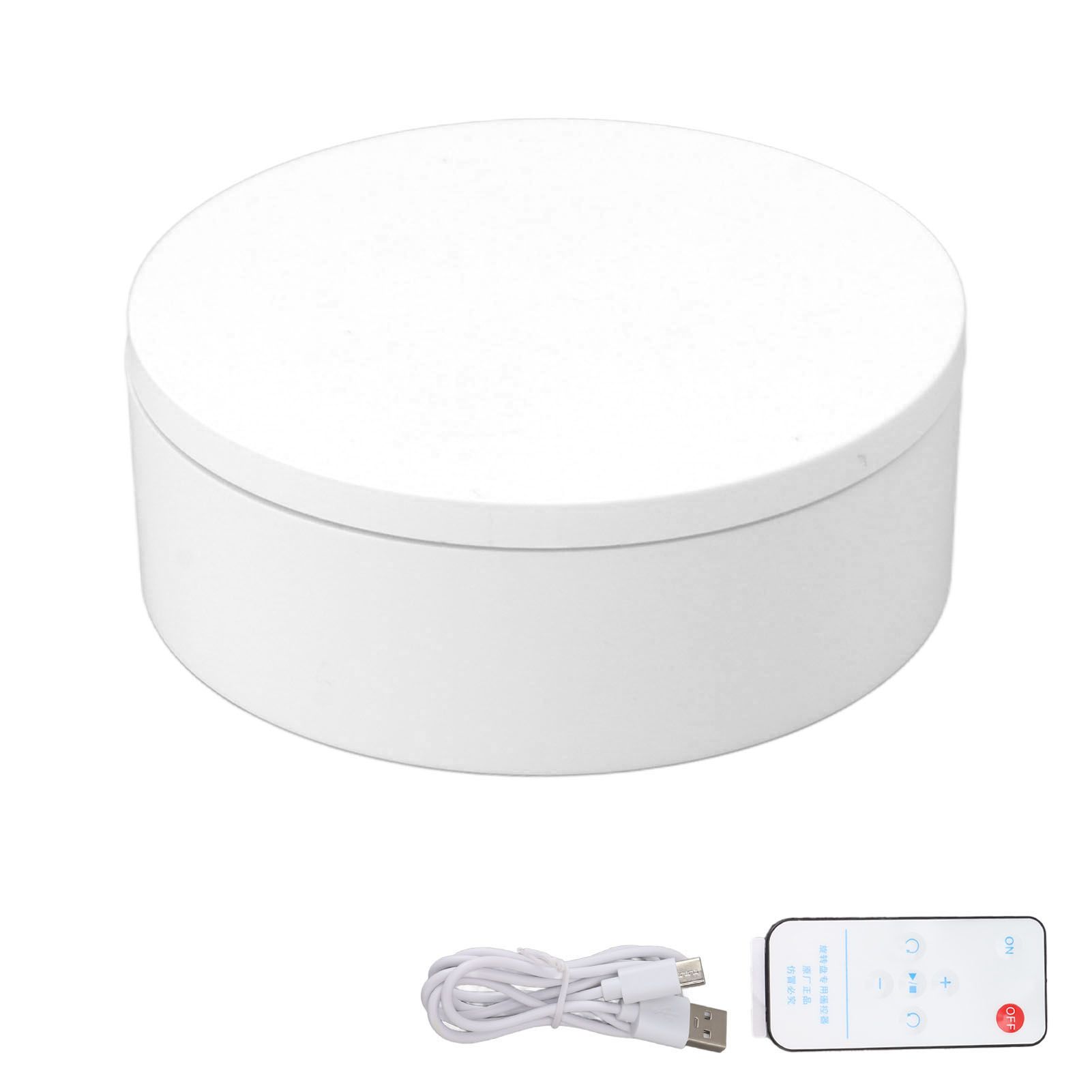 Electric Turntable 360 Degree Rotating Product Photography Display Rechargeable Remote Control 3kg Bearing White 13cm Diameter - Image 1