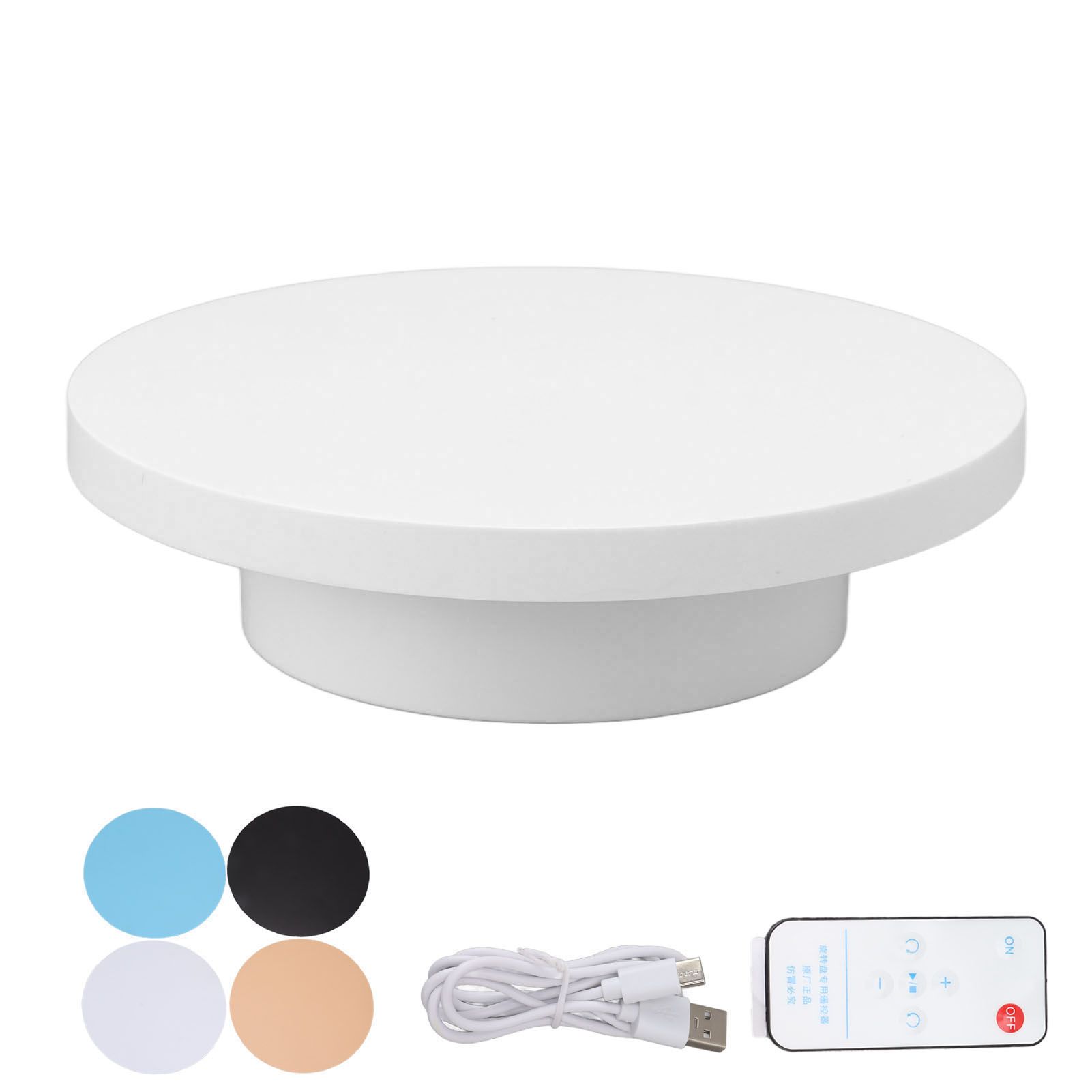 Electric Turntable 360 Degree Rotating Product Photography Display Rechargeable Remote Control 3kg Bearing White 15cm Diameter - Image 1