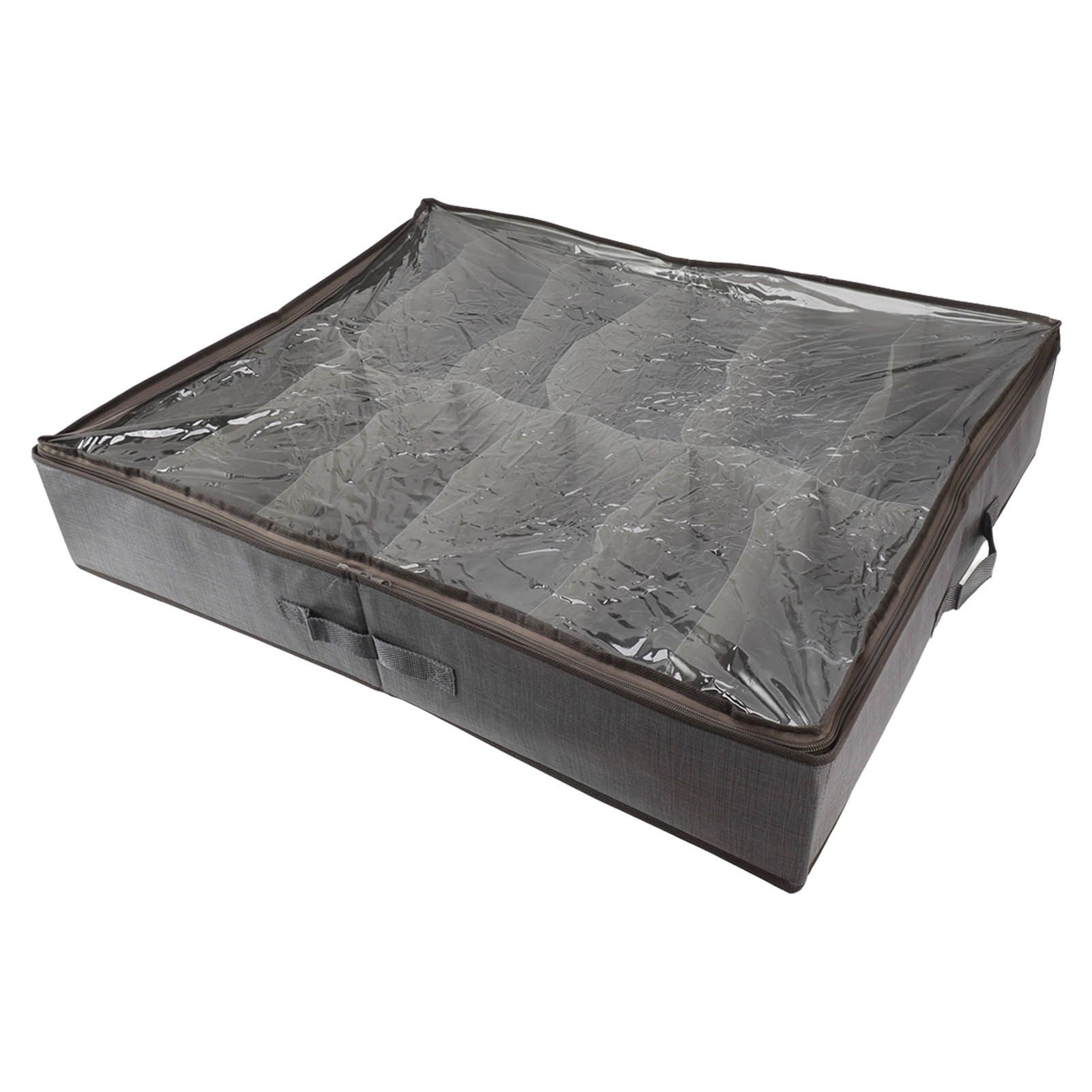 Under Bed Shoe Storage Organizer Drawer Foldable Fabric Container Box Closet with Cover Clear Window Gray Brushed - Image 3