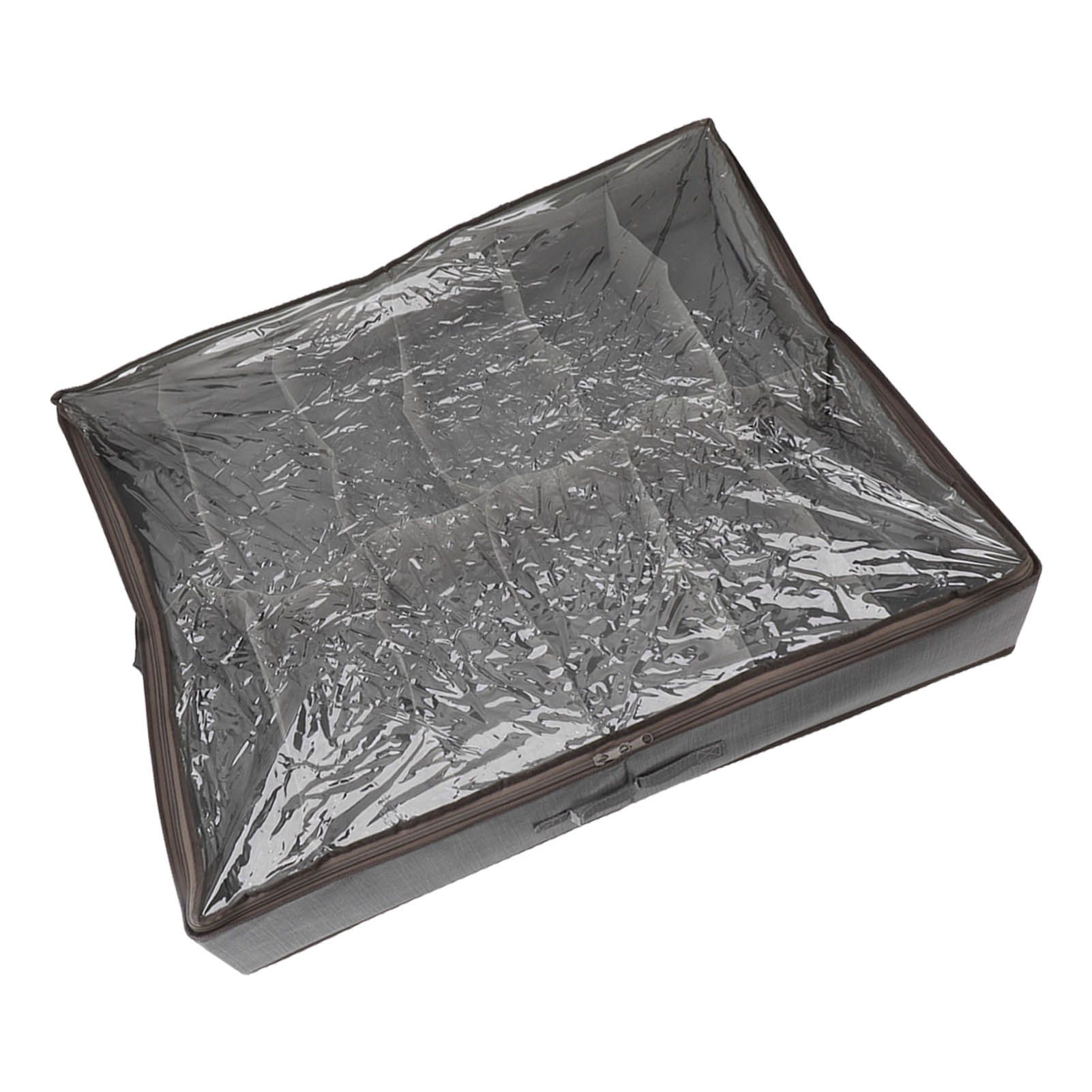Under Bed Shoe Storage Organizer Drawer Foldable Fabric Container Box Closet with Cover Clear Window Gray Brushed - Image 4