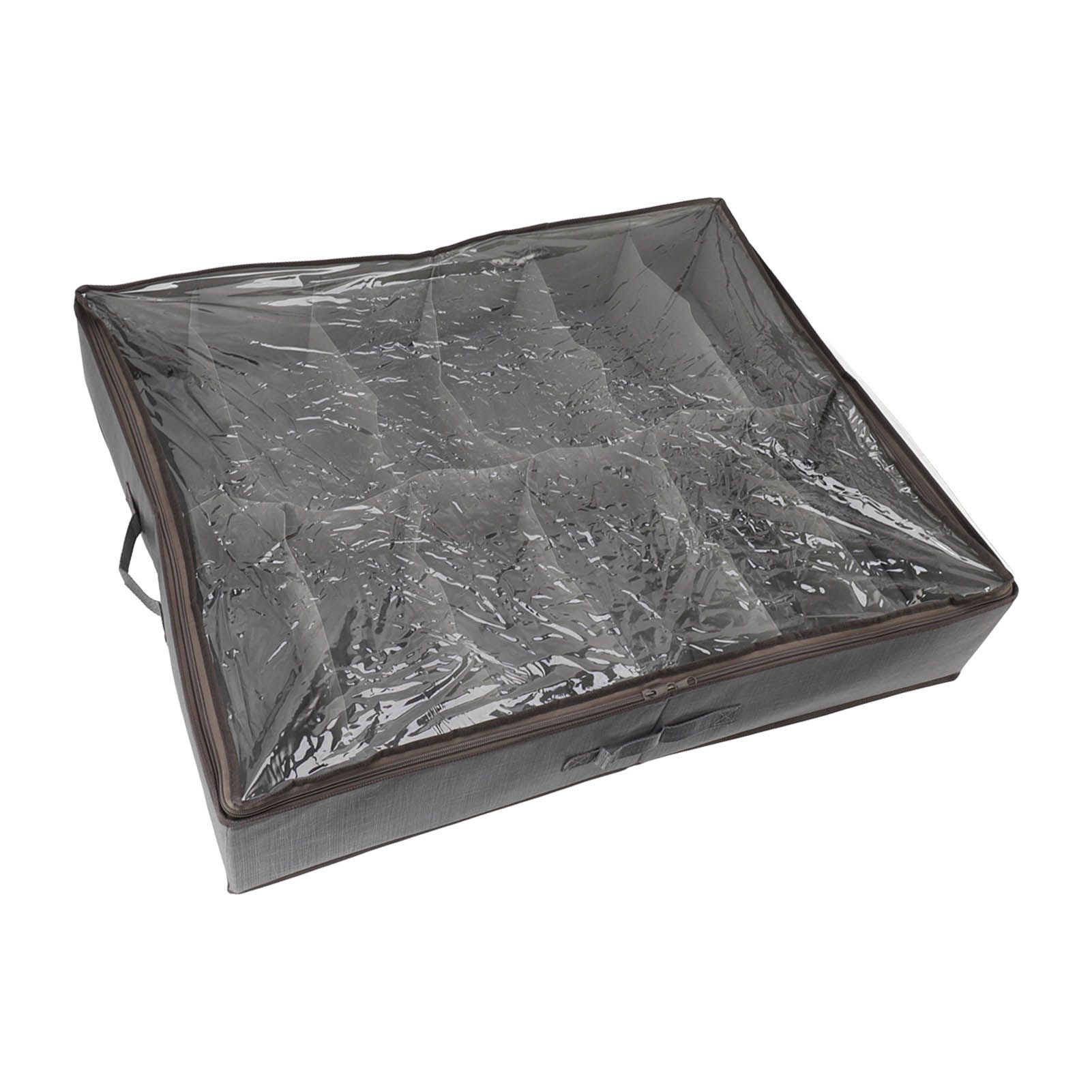 Under Bed Shoe Storage Organizer Drawer Foldable Fabric Container Box Closet with Cover Clear Window Gray Brushed - Image 6