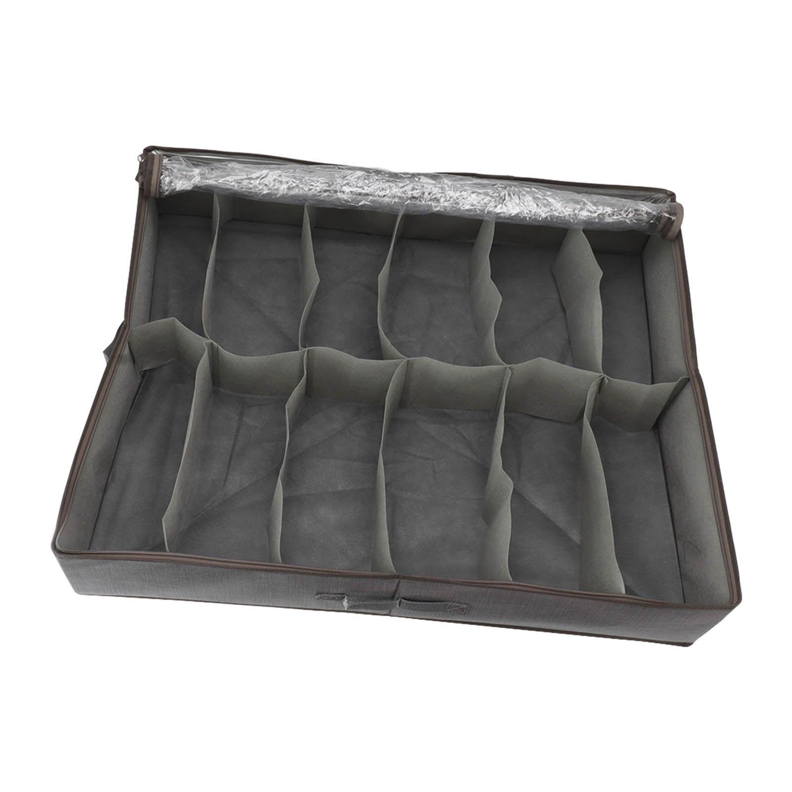 Under Bed Shoe Storage Organizer Drawer Foldable Fabric Container Box Closet with Cover Clear Window Gray Brushed - Image 7