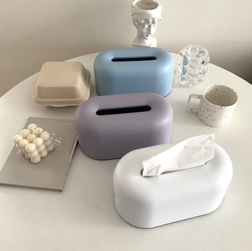 Nordic Ins Plastic Tissue Box Simple Paper Holder Dispenser Home Storage Case for Home Dormitory Bedroom Coffee Table Restaurant Sky Blue - Image 6