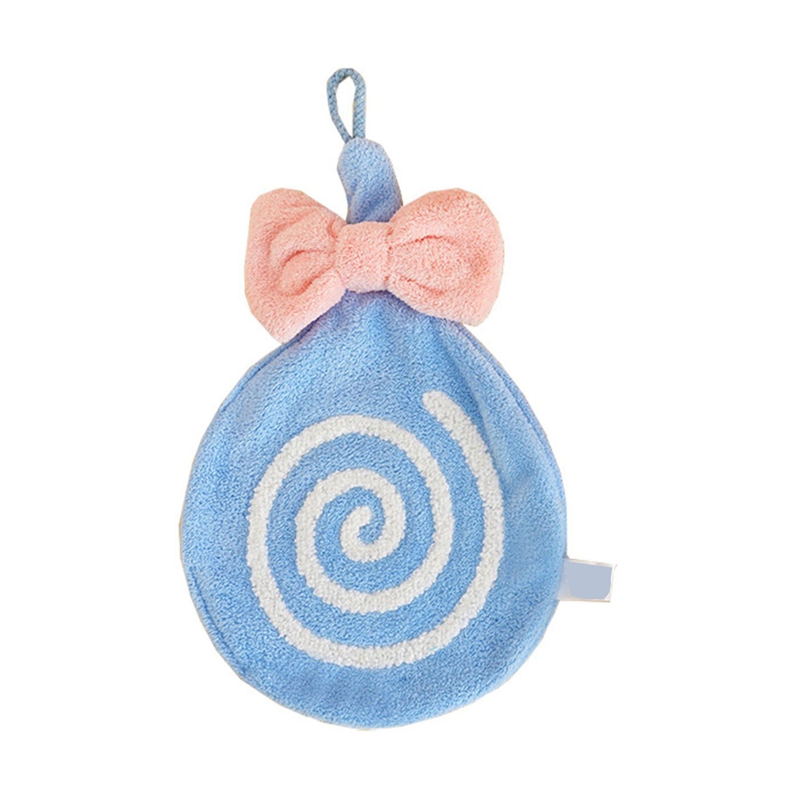 Cute Kids Hand Towel Thickened Soft Coral Velvet Absorbent Hand Towel with Hanging Loop for Bathroom Kitchen Blue - Image 1