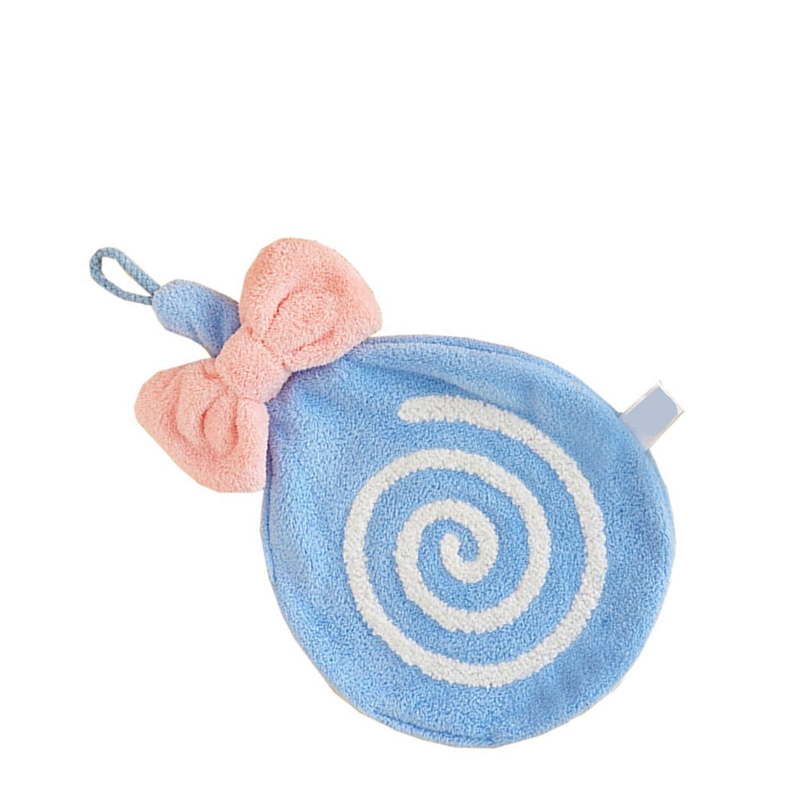 Cute Kids Hand Towel Thickened Soft Coral Velvet Absorbent Hand Towel with Hanging Loop for Bathroom Kitchen Blue - Image 2