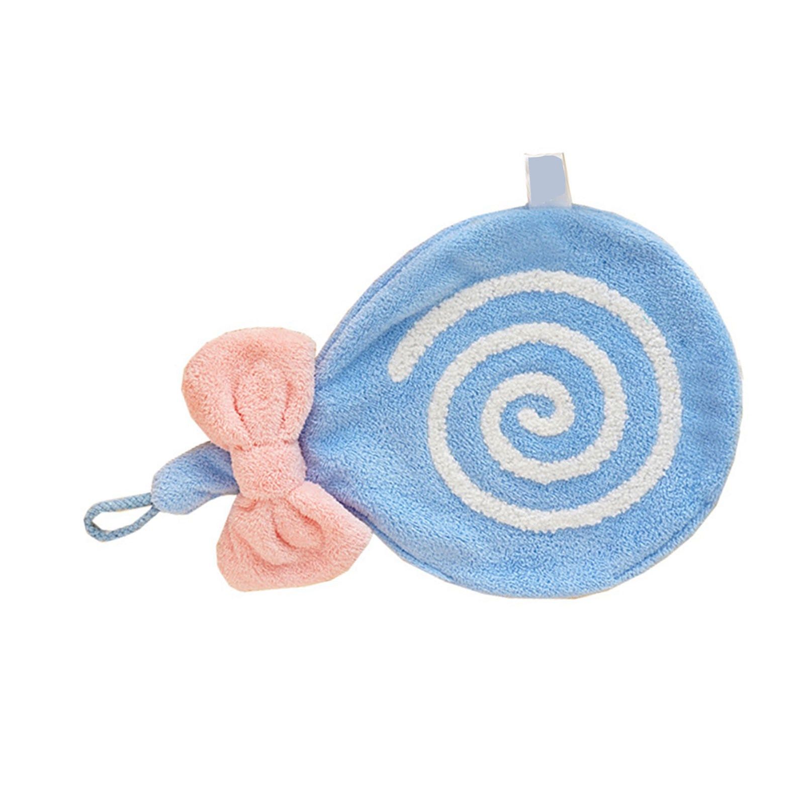 Cute Kids Hand Towel Thickened Soft Coral Velvet Absorbent Hand Towel with Hanging Loop for Bathroom Kitchen Blue - Image 3