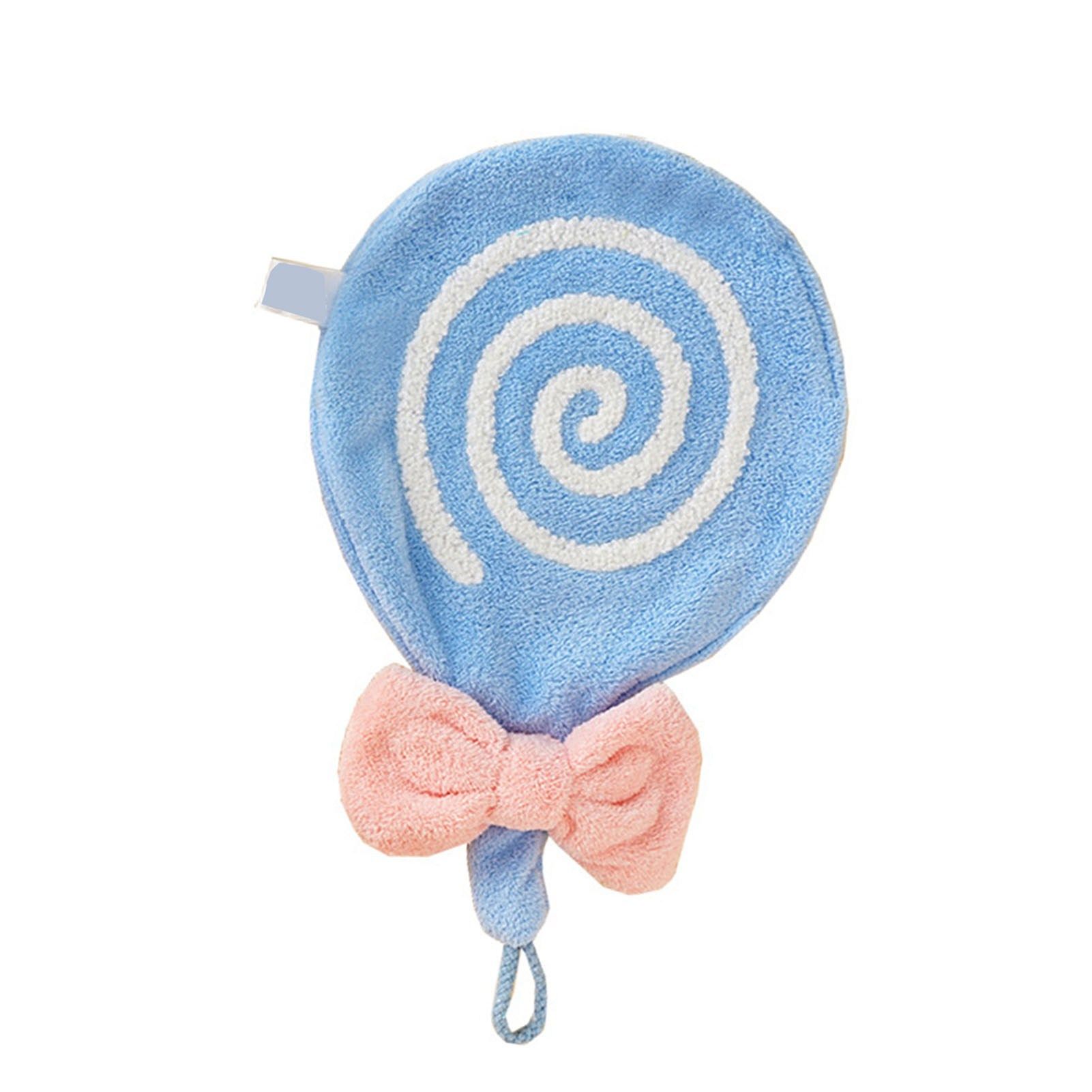 Cute Kids Hand Towel Thickened Soft Coral Velvet Absorbent Hand Towel with Hanging Loop for Bathroom Kitchen Blue - Image 4