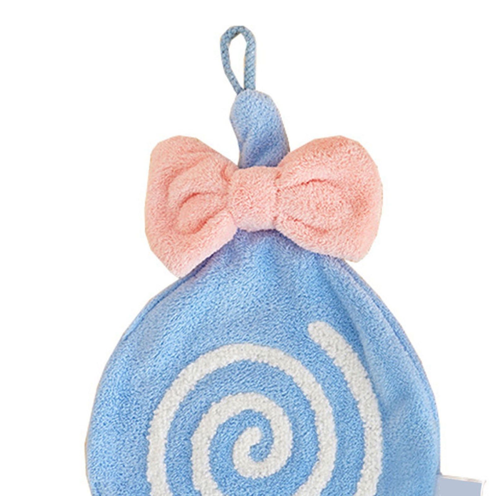 Cute Kids Hand Towel Thickened Soft Coral Velvet Absorbent Hand Towel with Hanging Loop for Bathroom Kitchen Blue - Image 8