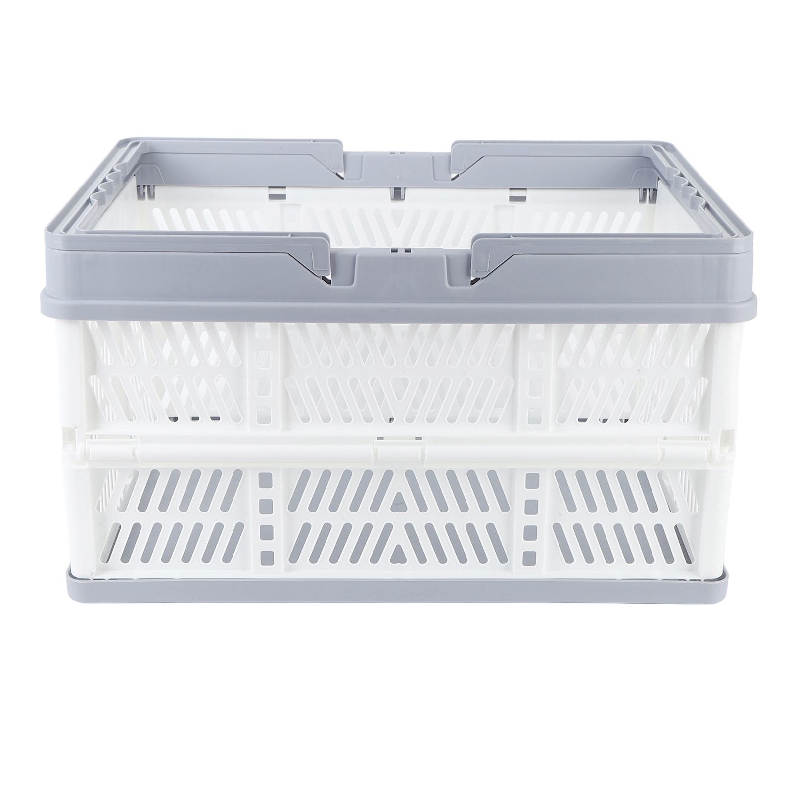 Collapsible Baskets with Handles PP Waterproof Collapsible Storage Crates for Home Kitchen Bedroom Office White Large Size - Image 1