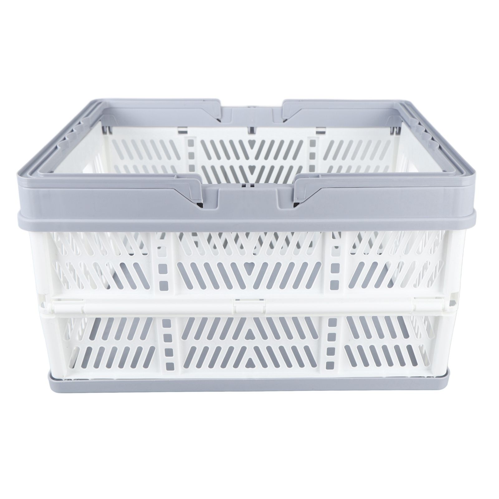 Collapsible Baskets with Handles PP Waterproof Collapsible Storage Crates for Home Kitchen Bedroom Office White Large Size - Image 2