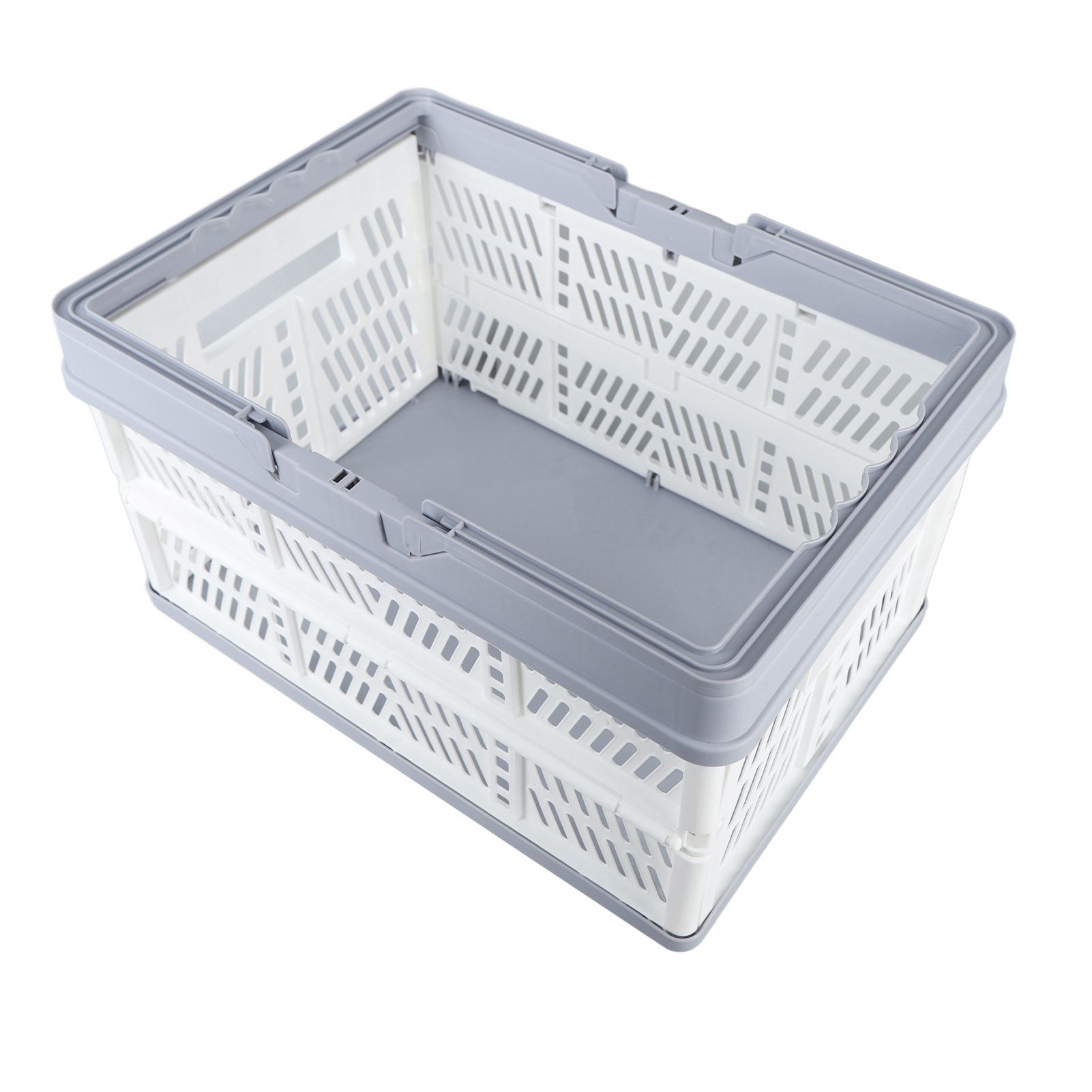 Collapsible Baskets with Handles PP Waterproof Collapsible Storage Crates for Home Kitchen Bedroom Office White Large Size - Image 3
