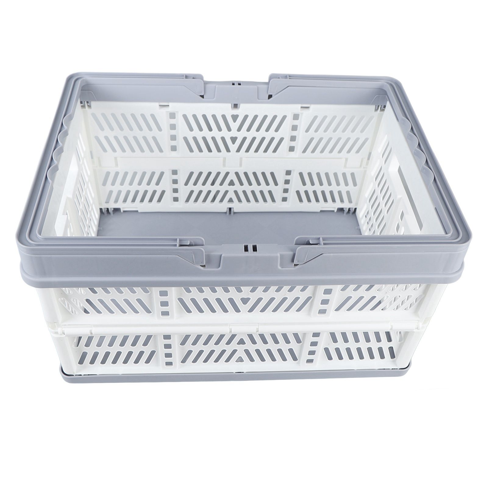 Collapsible Baskets with Handles PP Waterproof Collapsible Storage Crates for Home Kitchen Bedroom Office White Large Size - Image 4