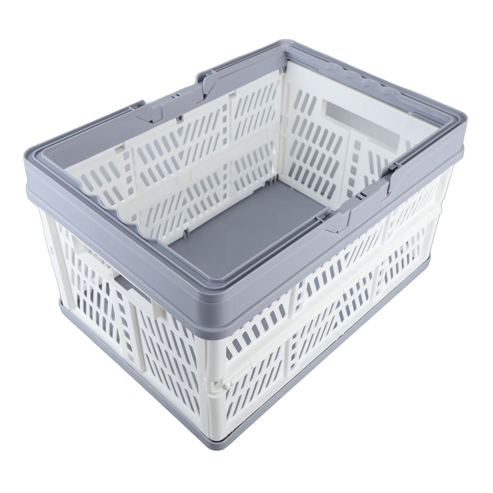 Collapsible Baskets with Handles PP Waterproof Collapsible Storage Crates for Home Kitchen Bedroom Office White Large Size - Image 5