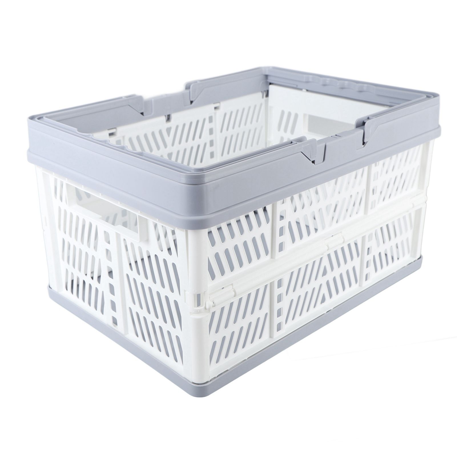 Collapsible Baskets with Handles PP Waterproof Collapsible Storage Crates for Home Kitchen Bedroom Office White Large Size - Image 6