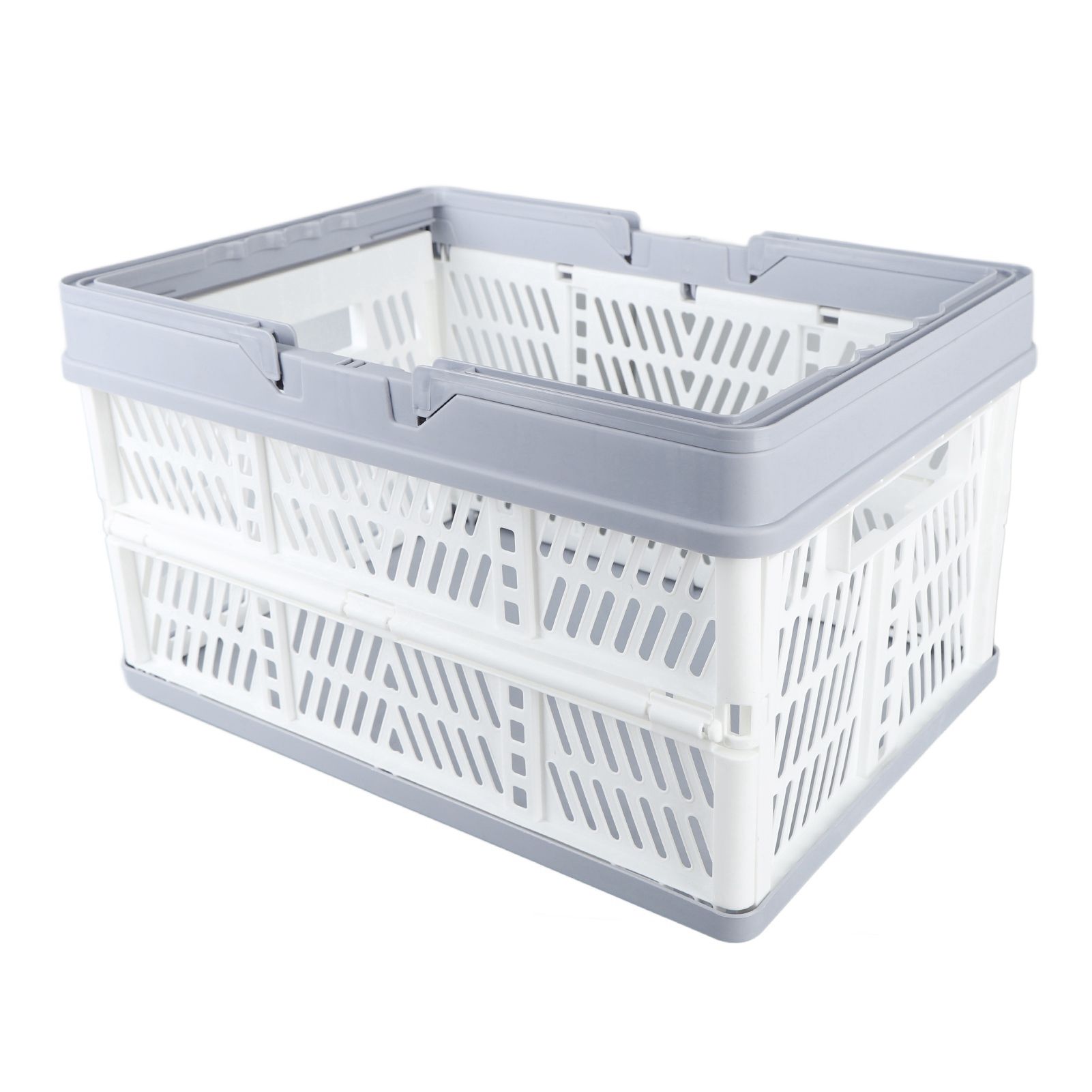 Collapsible Baskets with Handles PP Waterproof Collapsible Storage Crates for Home Kitchen Bedroom Office White Large Size - Image 7