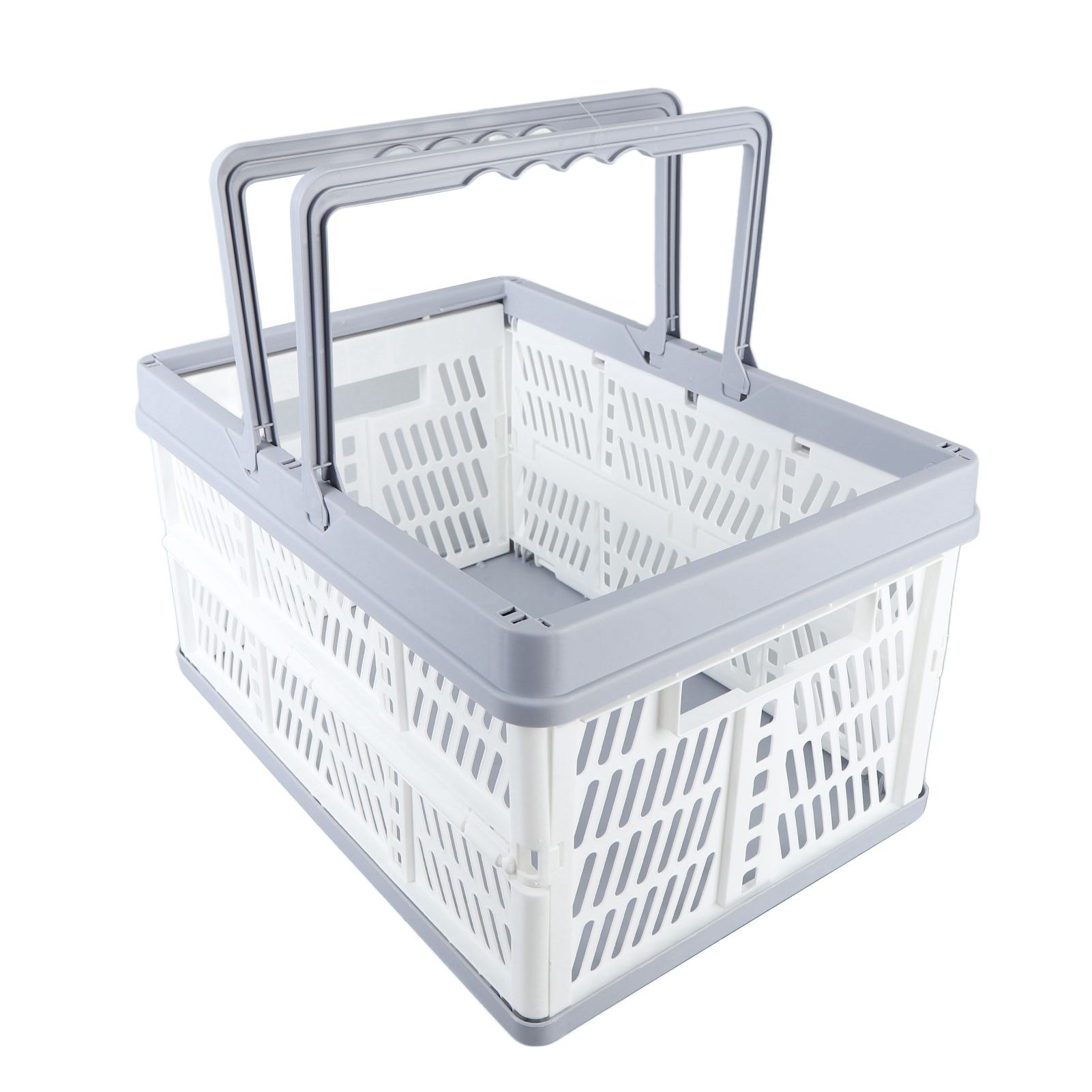 Collapsible Baskets with Handles PP Waterproof Collapsible Storage Crates for Home Kitchen Bedroom Office White Large Size - Image 8