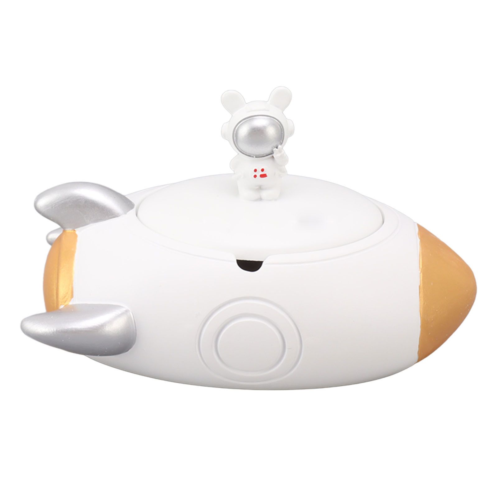 Airplane Ashtray 2 Slots Resin Decorative Ash Tray Home Decoration Ornament with Lid for Office White Gold - Image 1