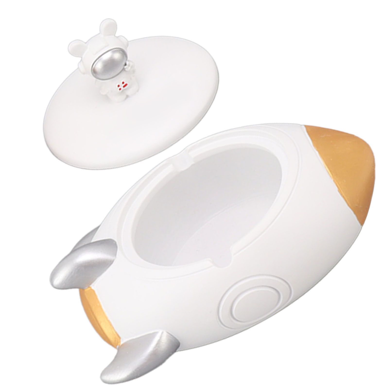 Airplane Ashtray 2 Slots Resin Decorative Ash Tray Home Decoration Ornament with Lid for Office White Gold - Image 8
