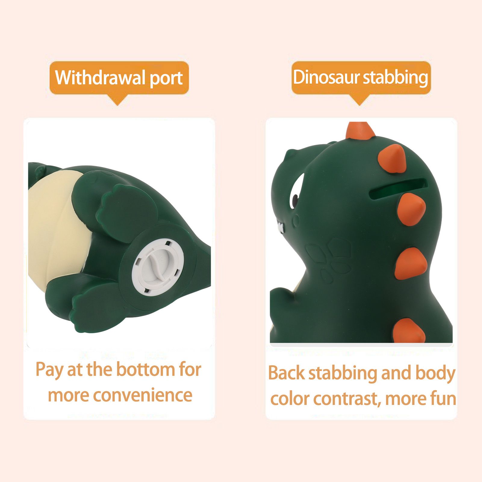Dinosaur Piggy Bank Cute Cartoon Money Save Box Fall Resistance Money Coin Bank Desktop Decoration Boys Girls Gift Small Green - Image 5