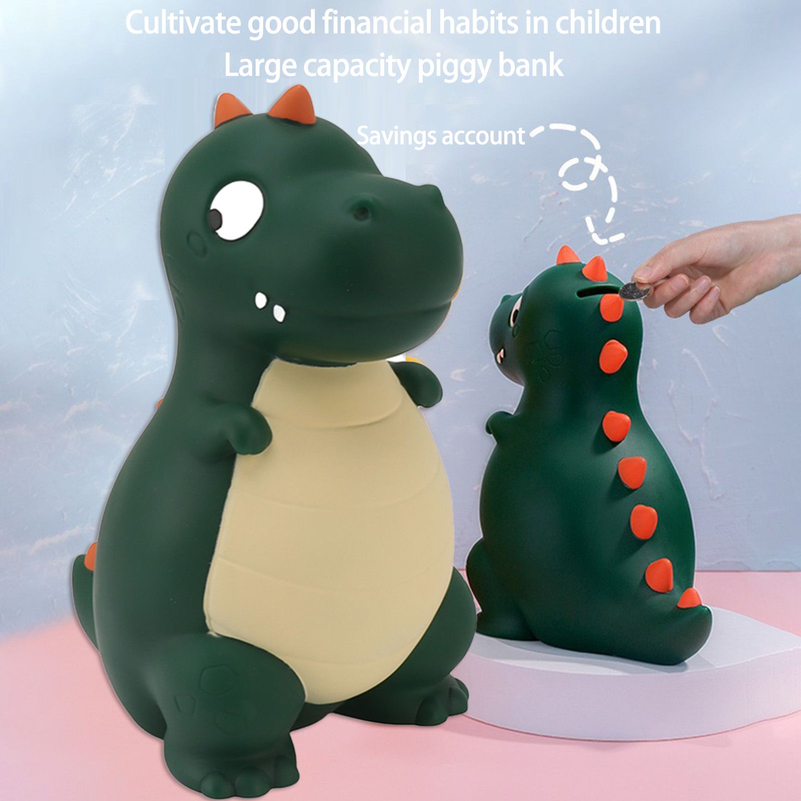 Dinosaur Piggy Bank Cute Cartoon Money Save Box Fall Resistance Money Coin Bank Desktop Decoration Boys Girls Gift Small Green - Image 6