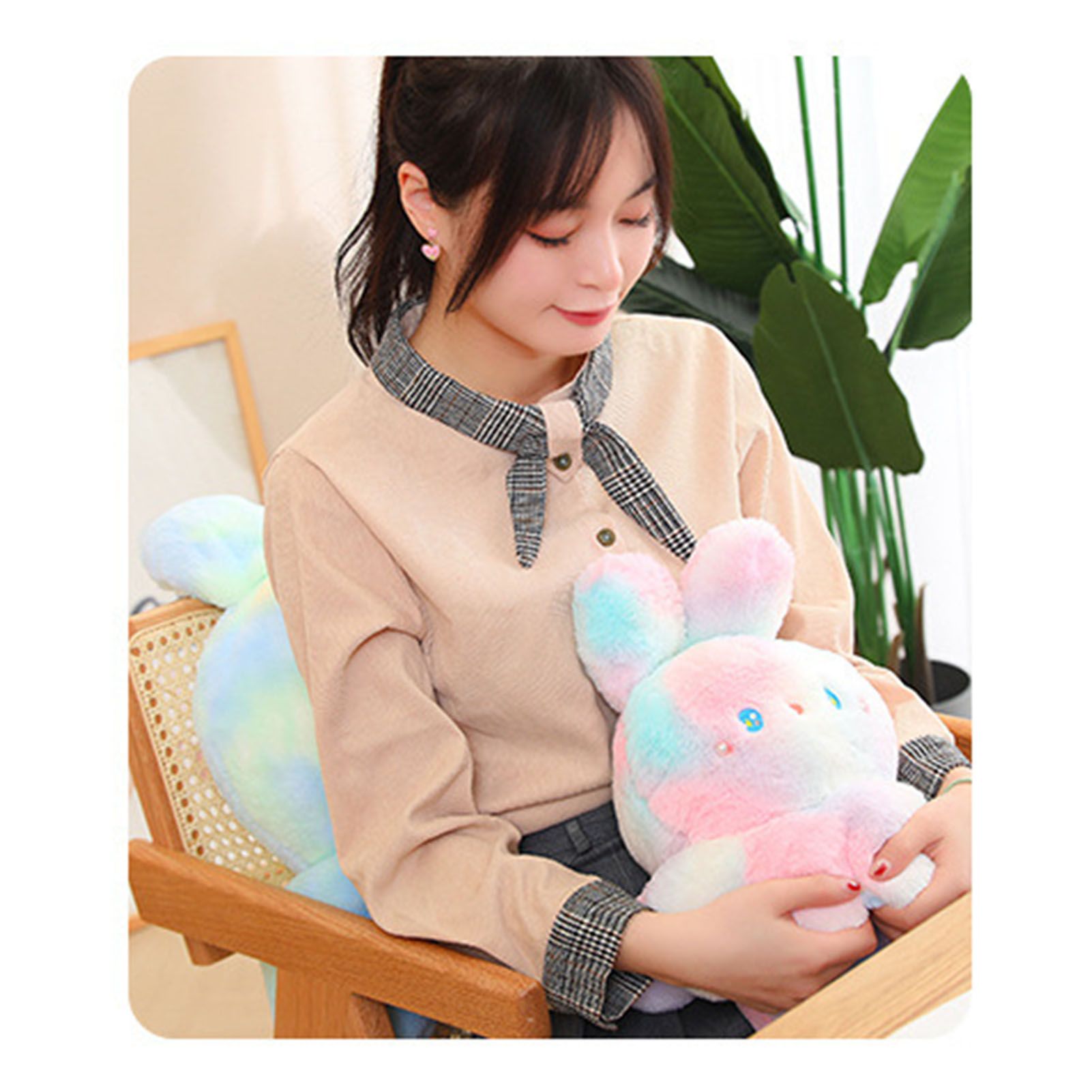 Reversible Octopus Doll Gradient Color Cute Bunny Ear Octopus Plush Toy Double Sided Stuffed Animal Pink Purple 20cm/7.9in - Image 3
