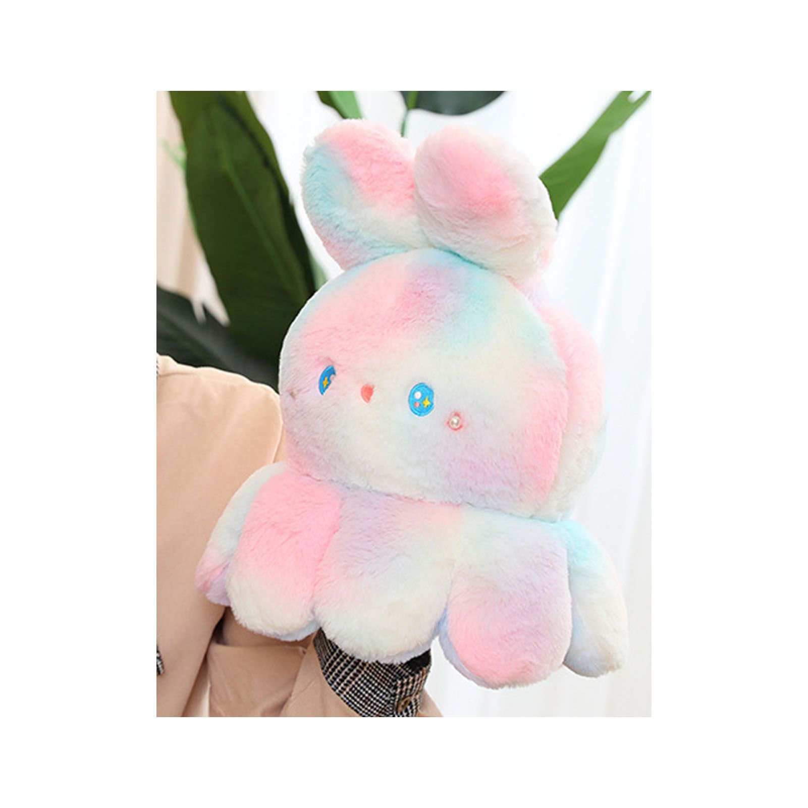Reversible Octopus Doll Gradient Color Cute Bunny Ear Octopus Plush Toy Double Sided Stuffed Animal Pink Purple 20cm/7.9in - Image 4