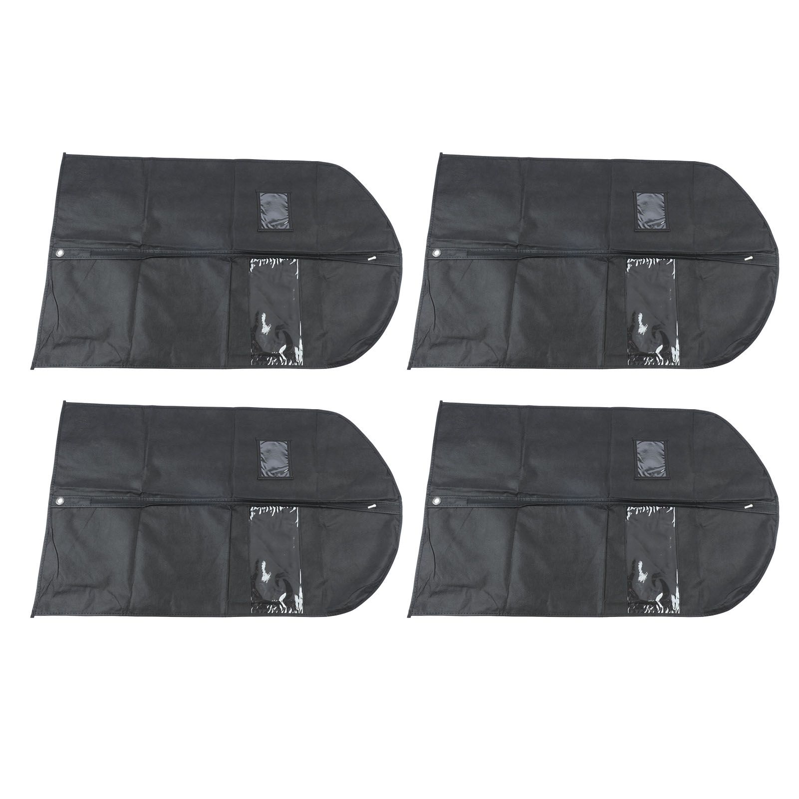 4pcs Garment Bags Waterproof Dustproof Thickened Suit Bag with Transparent Window for Storage Travel Black 100x60cm/39.4x23.6in - Image 1