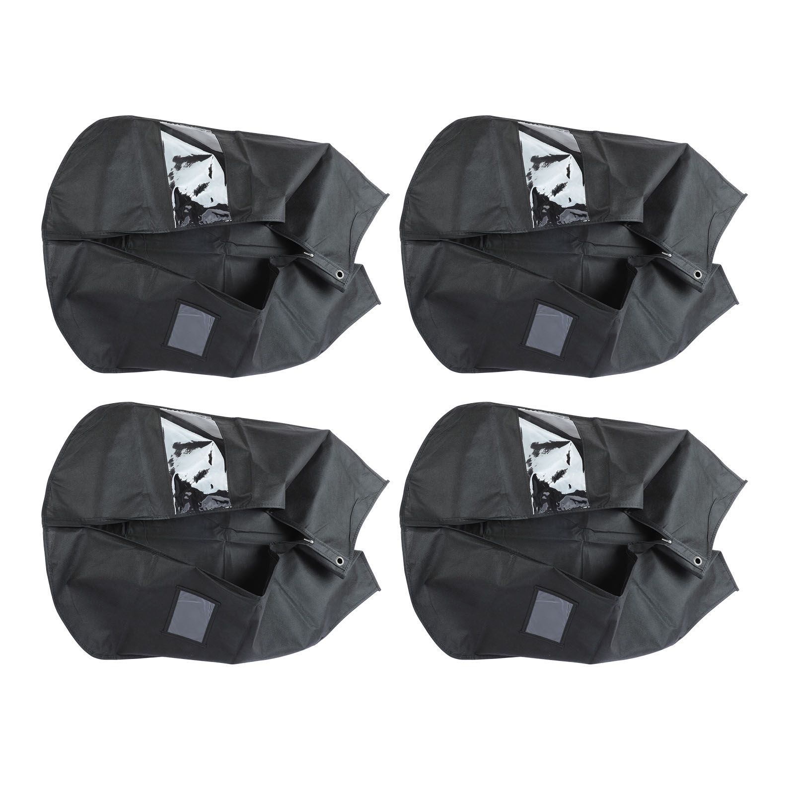 4pcs Garment Bags Waterproof Dustproof Thickened Suit Bag with Transparent Window for Storage Travel Black 100x60cm/39.4x23.6in - Image 5