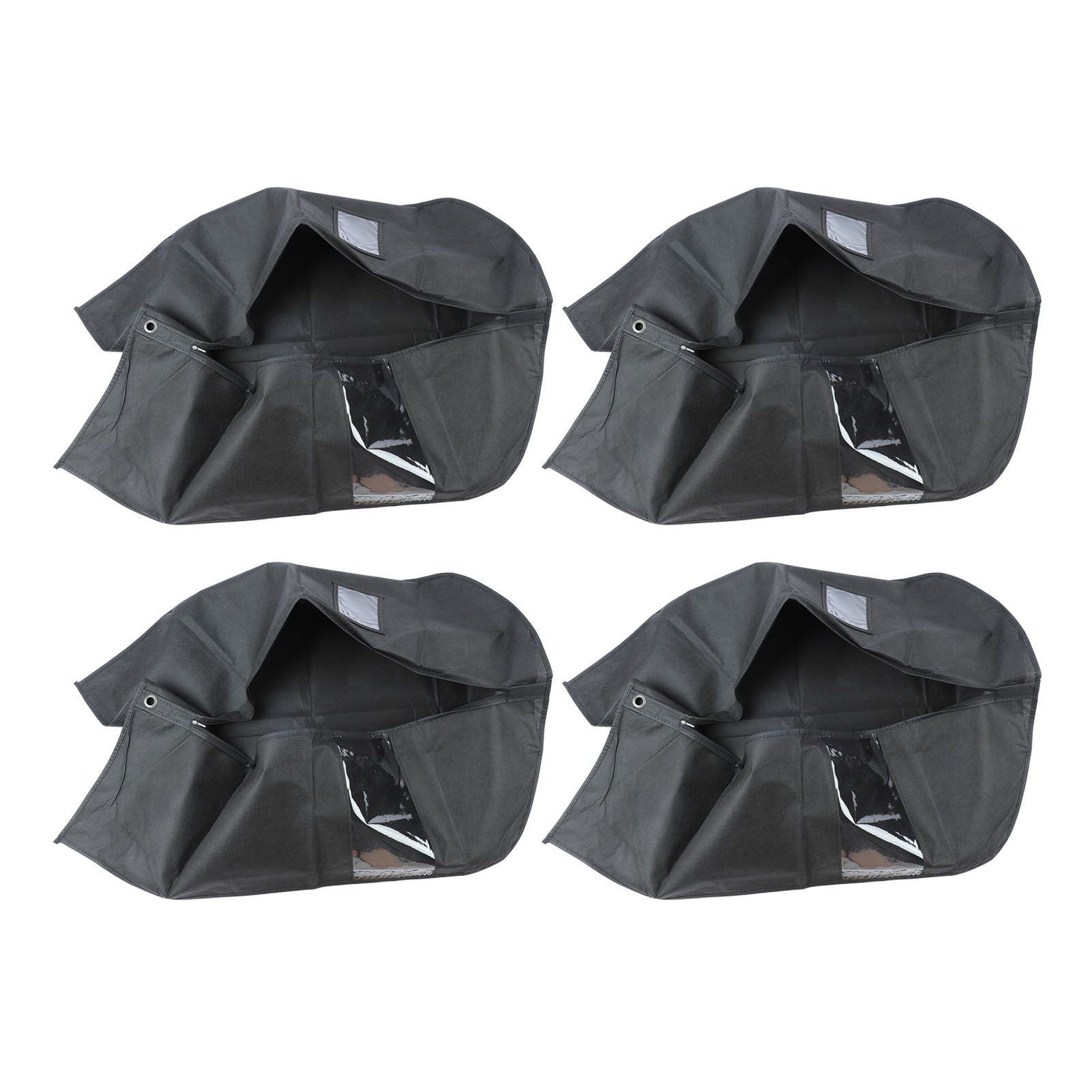 4pcs Garment Bags Waterproof Dustproof Thickened Suit Bag with Transparent Window for Storage Travel Black 100x60cm/39.4x23.6in - Image 6