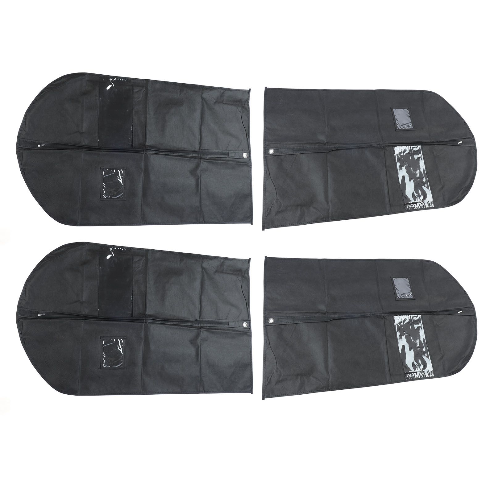 4pcs Garment Bags Waterproof Dustproof Thickened Suit Bag with Transparent Window for Storage Travel Black 100x60cm/39.4x23.6in - Image 7