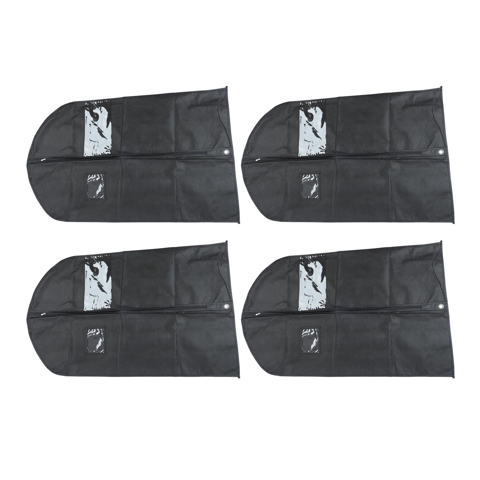 4pcs Garment Bags Waterproof Dustproof Thickened Suit Bag with Transparent Window for Storage Travel Black 100x60cm/39.4x23.6in - Image 8