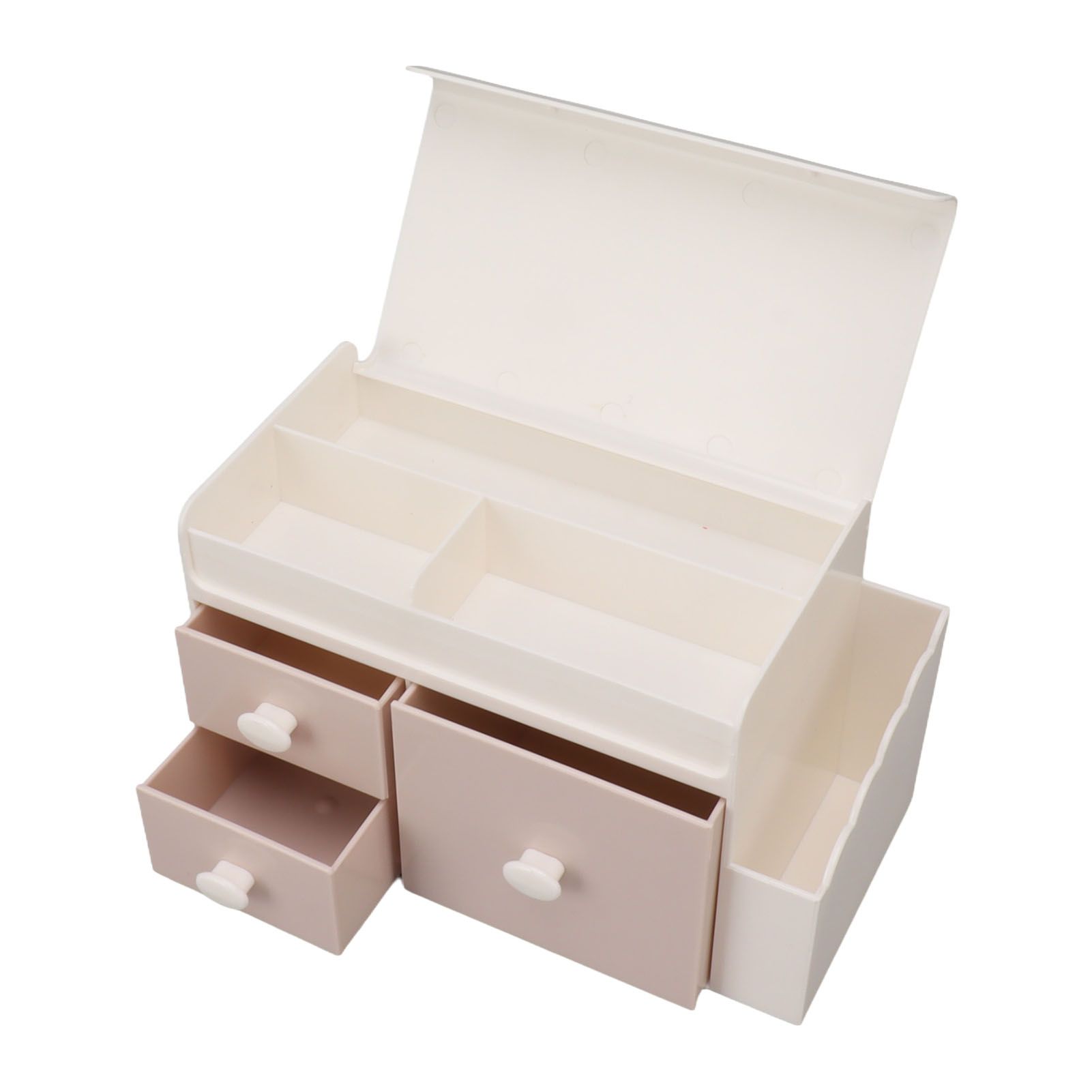 Desktop Storage Box with 3 Drawers Side Holder Plastic Container for Cosmetic Jewelry Sundries Pink - Image 5