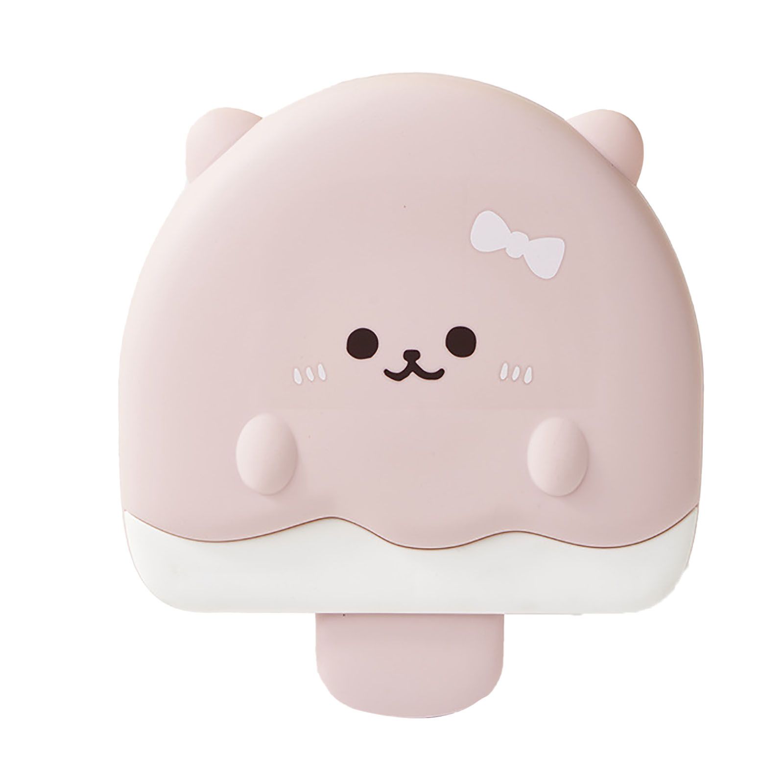 5 Compartment Candy Tray with Lid Cartoon Cute Snack Serving Tray Fruit Tray for Outdoor Picnic Pink Bear - Image 1