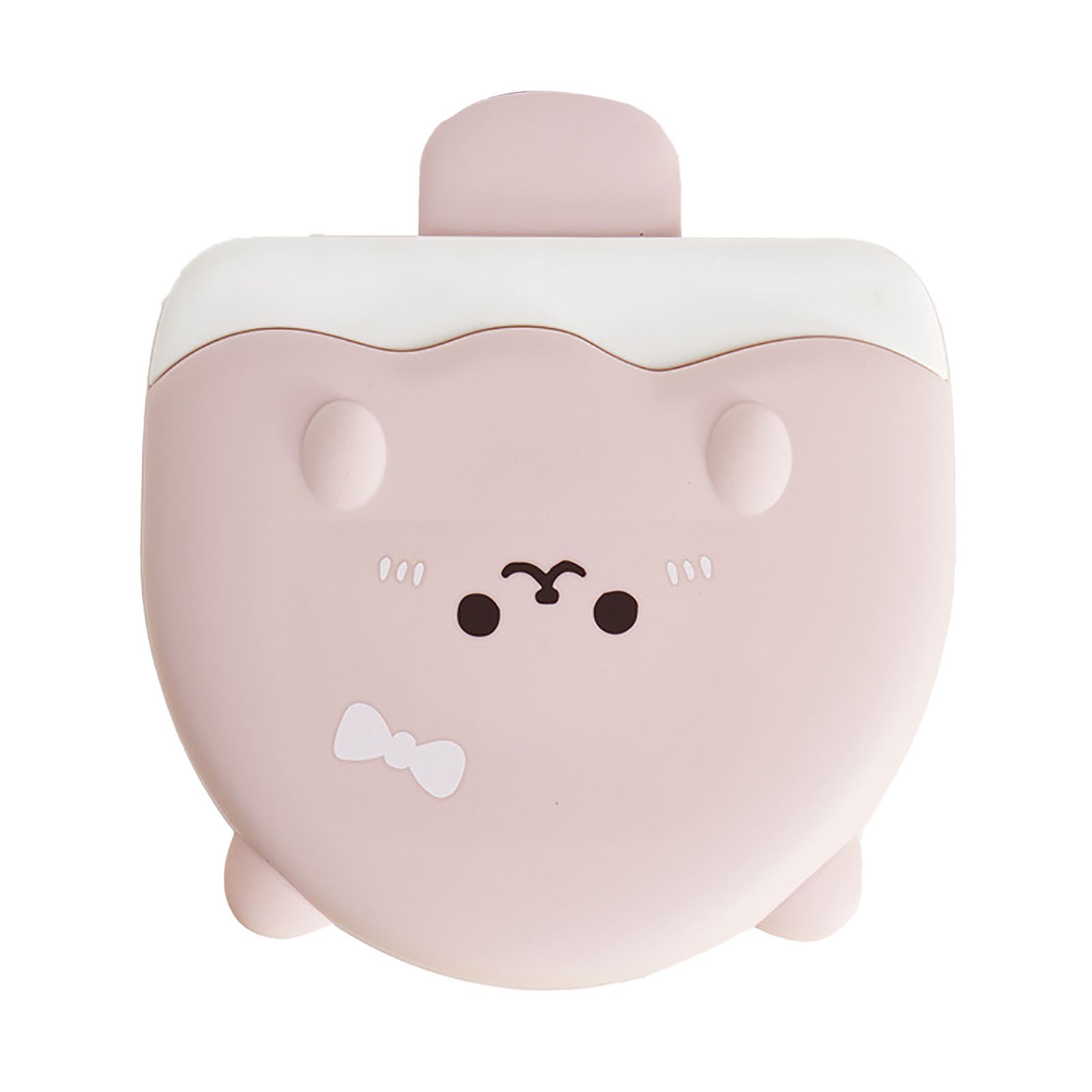 5 Compartment Candy Tray with Lid Cartoon Cute Snack Serving Tray Fruit Tray for Outdoor Picnic Pink Bear - Image 2