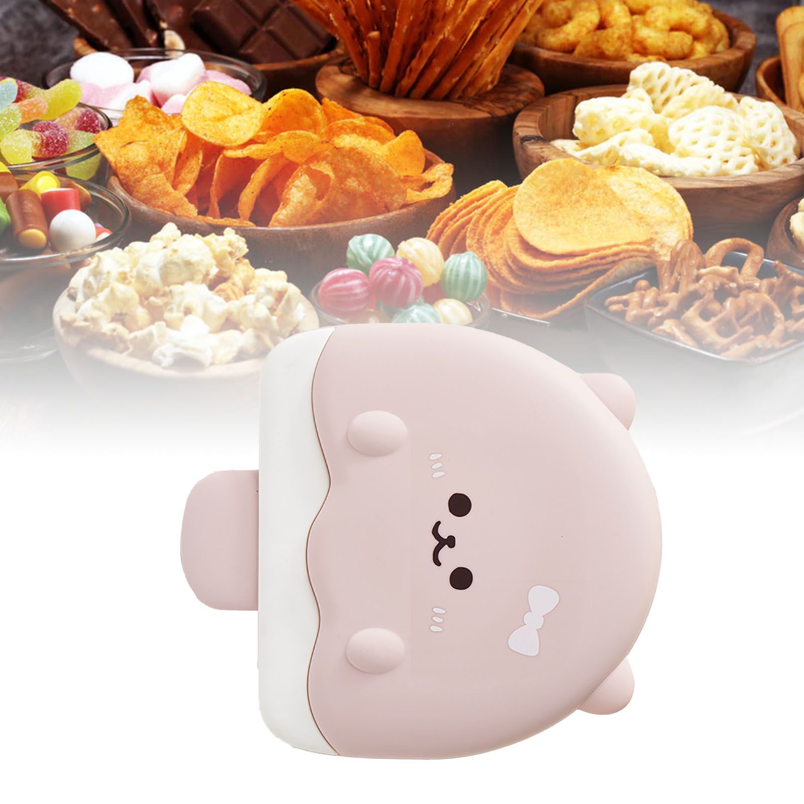 5 Compartment Candy Tray with Lid Cartoon Cute Snack Serving Tray Fruit Tray for Outdoor Picnic Pink Bear - Image 6