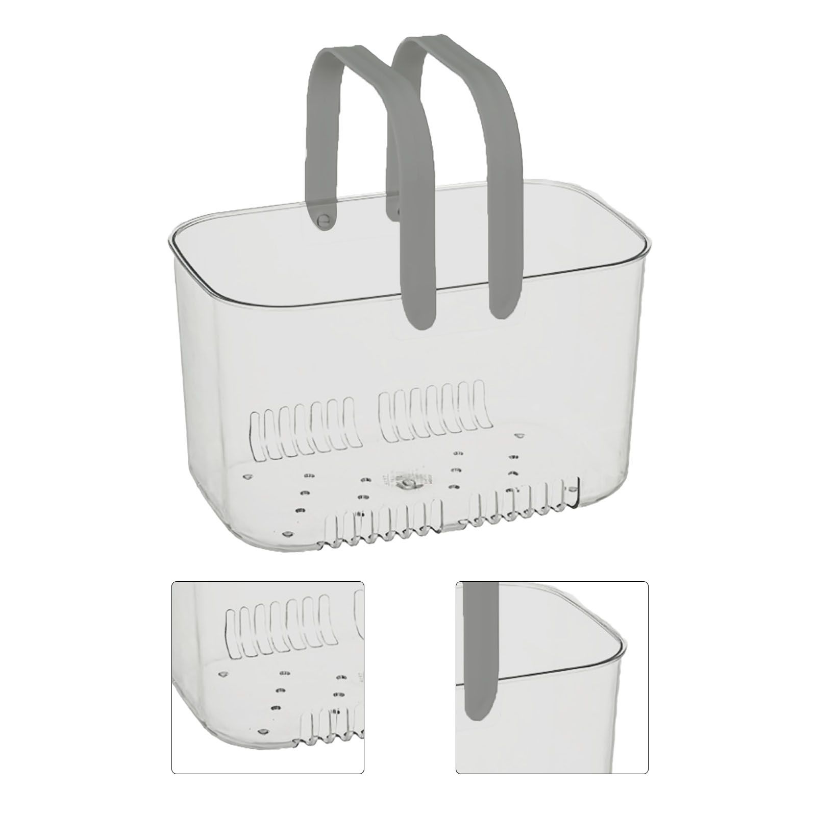 Clear Hand Basket Comfortable Handle Ventilation Holes Easy Access Versatile Fruit Storage Basket for Camping Grey - Image 4