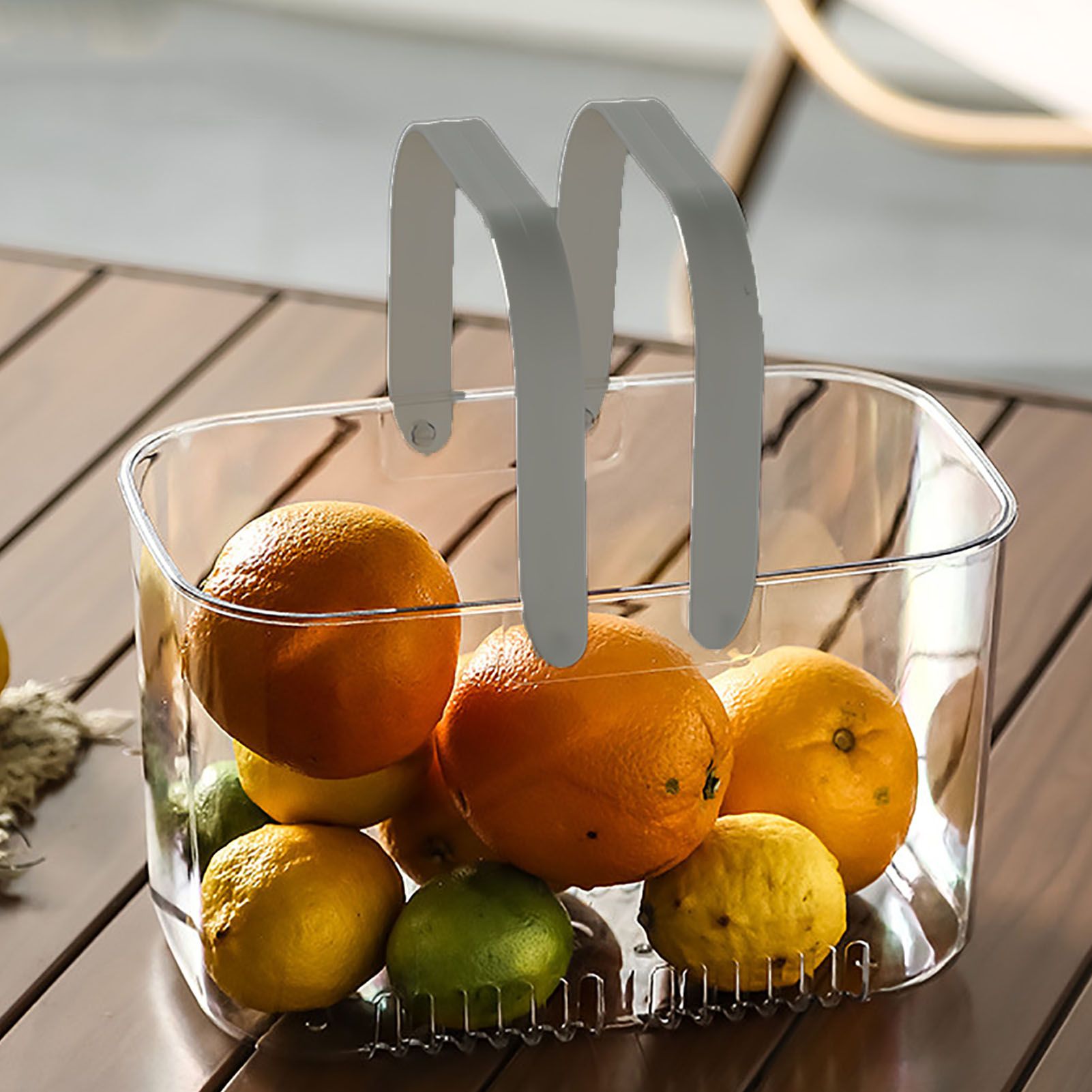Clear Hand Basket Comfortable Handle Ventilation Holes Easy Access Versatile Fruit Storage Basket for Camping Grey - Image 7