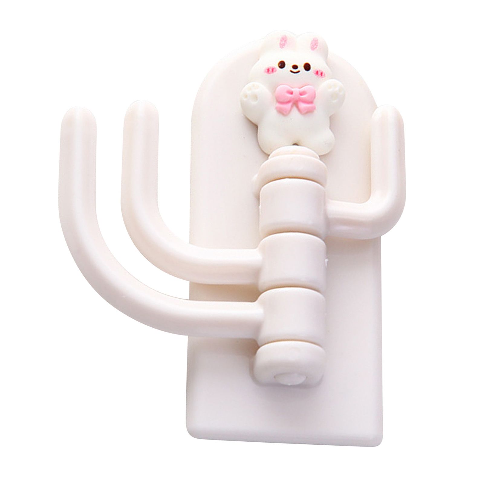 Self Adhesive Hanger Punch Free Rotating 3 Hooks Cute Animal Wall Door Holder for Keys Bowknot Rabbit - Image 2