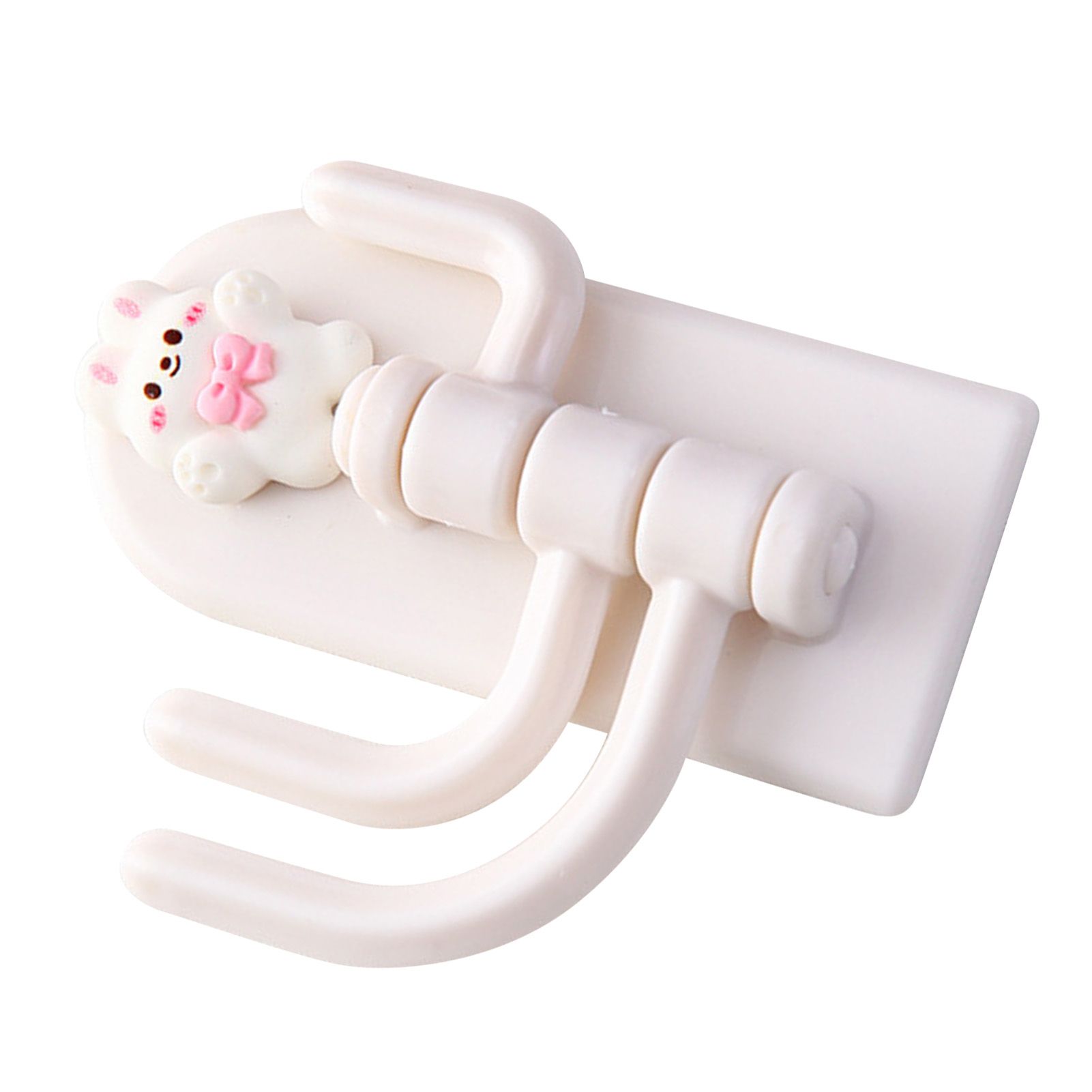 Self Adhesive Hanger Punch Free Rotating 3 Hooks Cute Animal Wall Door Holder for Keys Bowknot Rabbit - Image 3