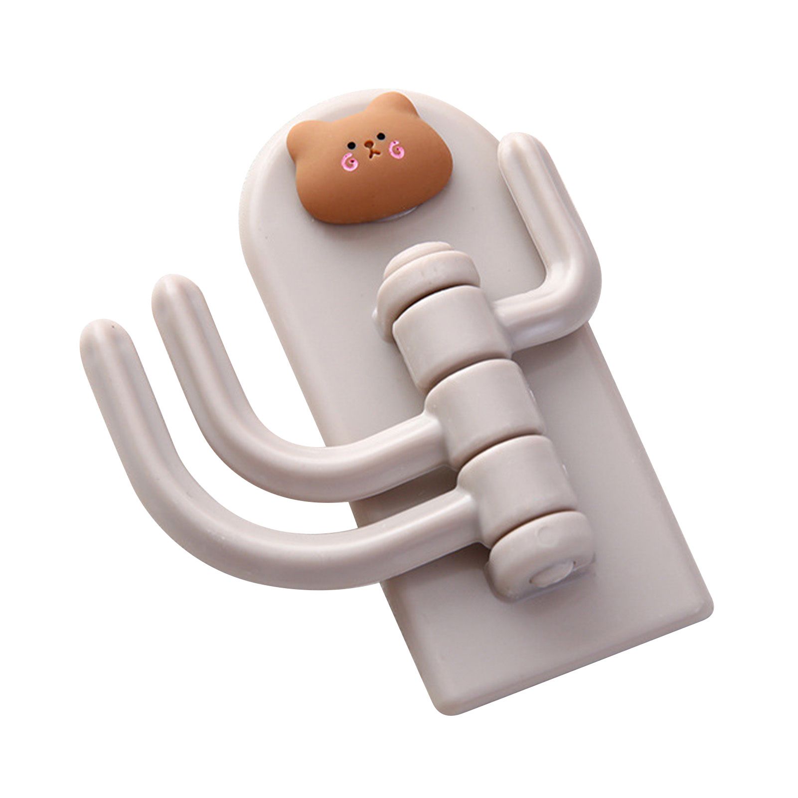 Self Adhesive Hanger Punch Free Rotating 3 Hooks Cute Animal Wall Door Holder for Keys Bear - Image 1