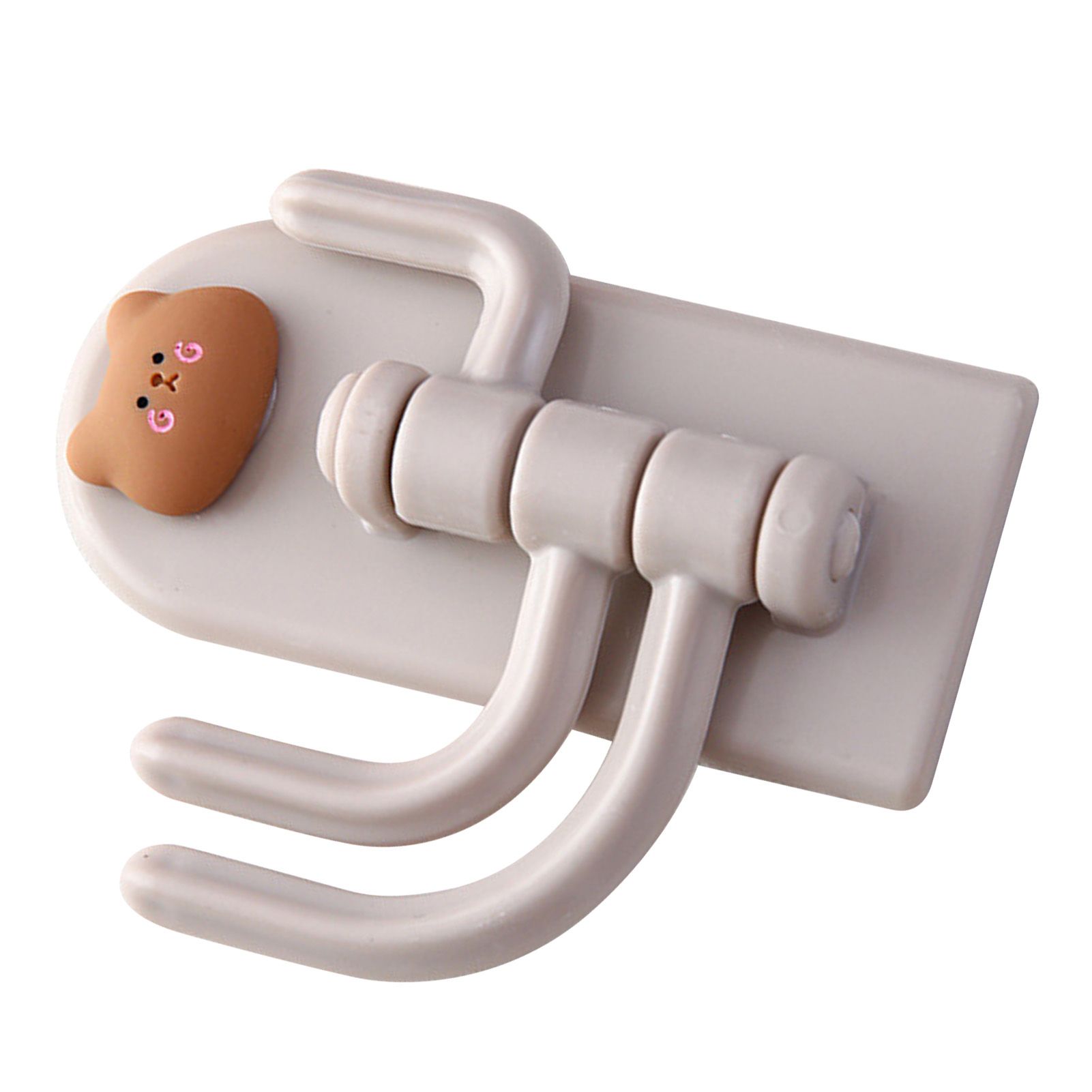 Self Adhesive Hanger Punch Free Rotating 3 Hooks Cute Animal Wall Door Holder for Keys Bear - Image 2