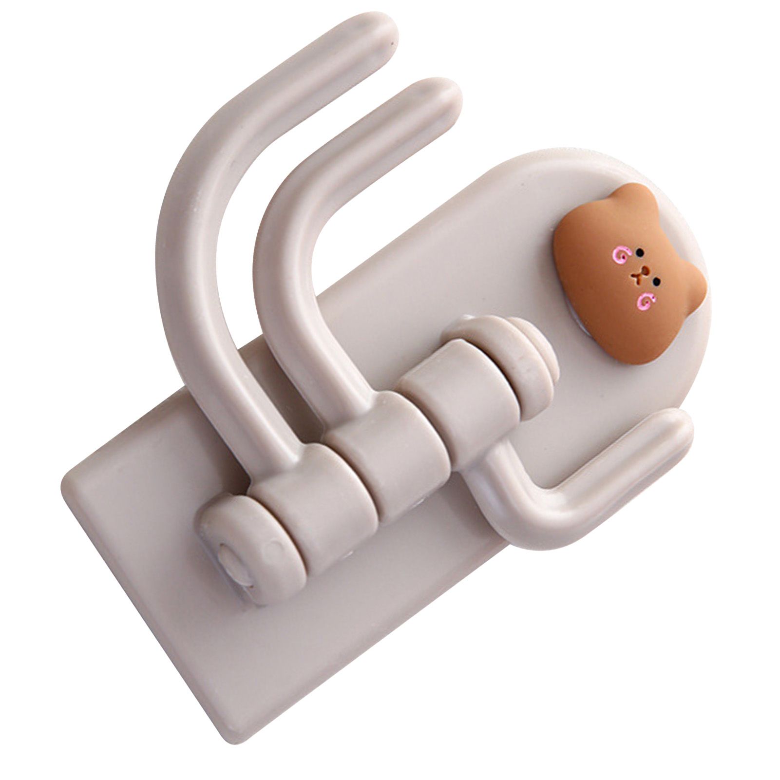 Self Adhesive Hanger Punch Free Rotating 3 Hooks Cute Animal Wall Door Holder for Keys Bear - Image 3